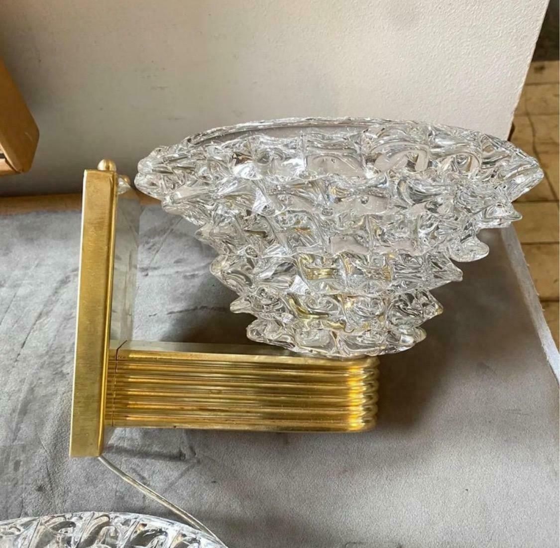 1980s Two Barovier Style Mid Century Modern Rostrato Murano Glass Wall Sconces photo furniture