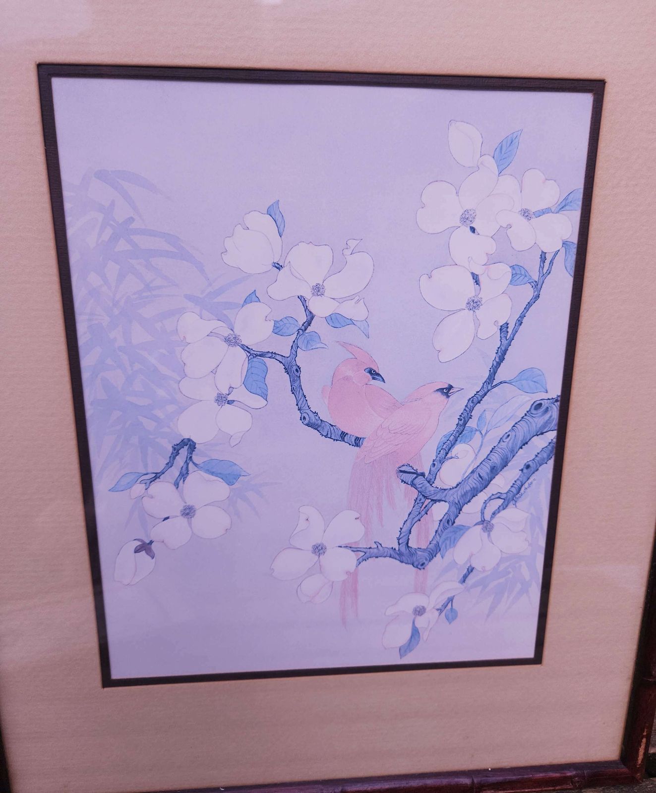 Trio Of 1980s St Michael's Oriental Prints In Bamboo Style Frames photo furniture