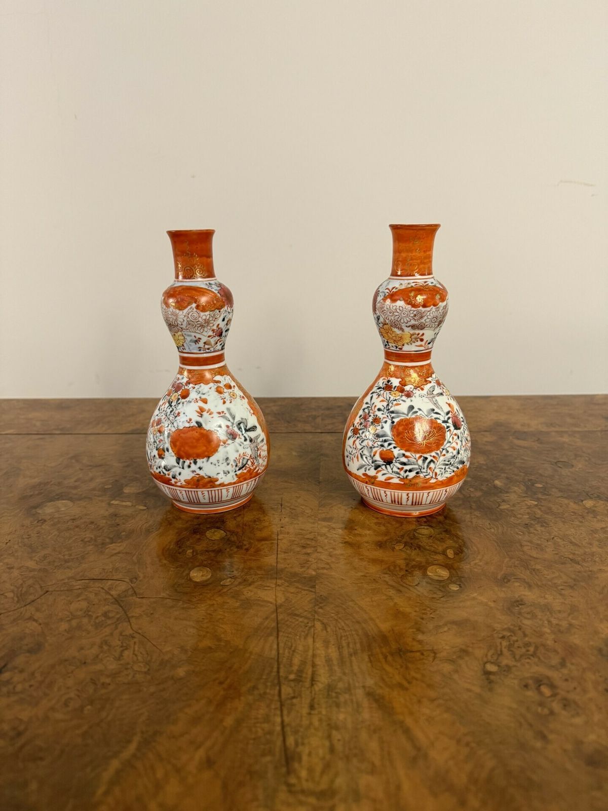 Attractive Collection Of Six Antique Japanese Kutani Shaped Vases photo Home Decor