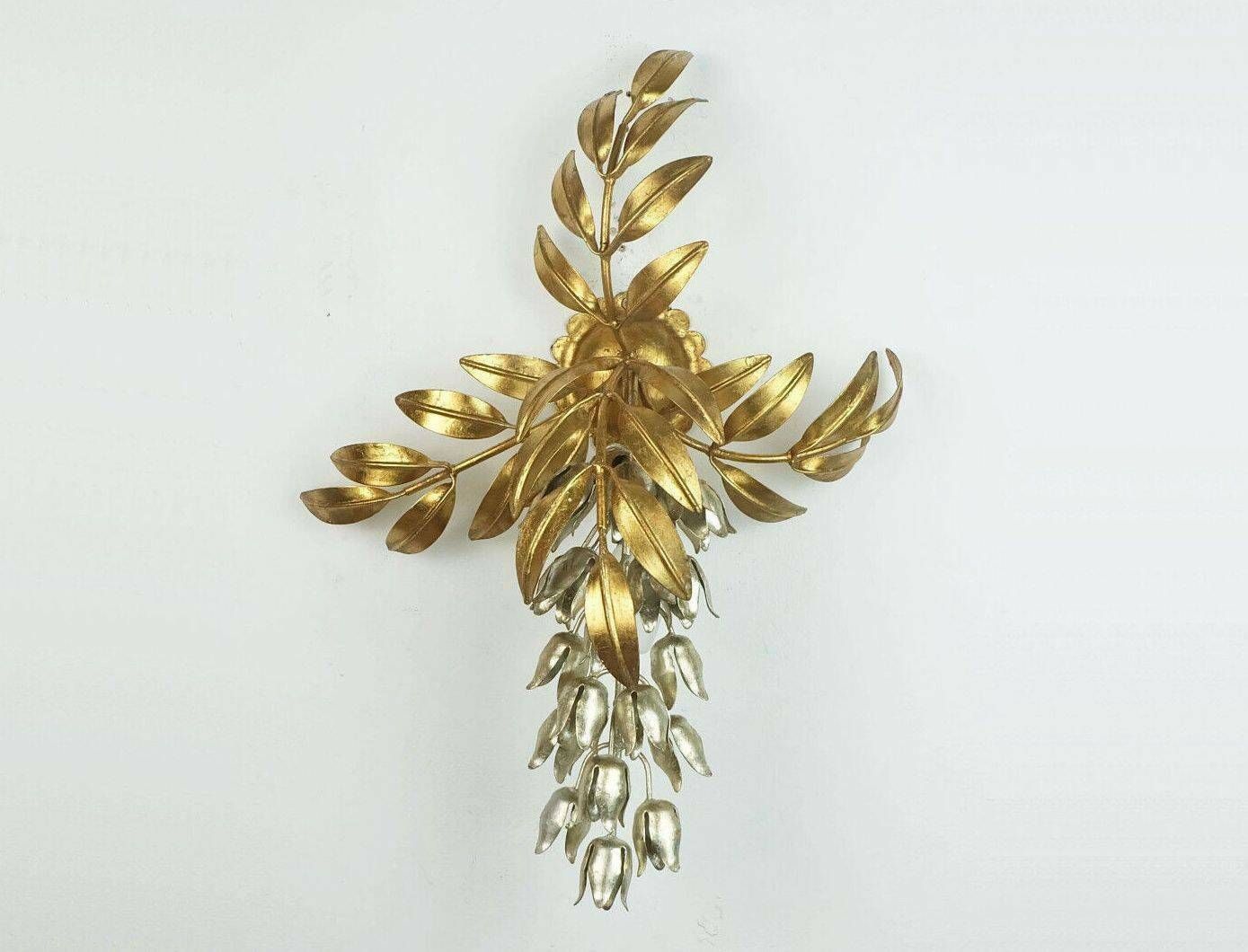 845.0 Hans Koegl Vintage Florentine Wall Lamp Sconce Metal Pioggia D'oro Hollywood Regency Style photo