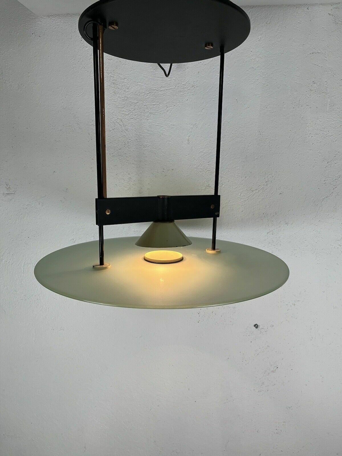 Stilnovo 60s Vintage Design Glass Metal Chandelier photo furniture
