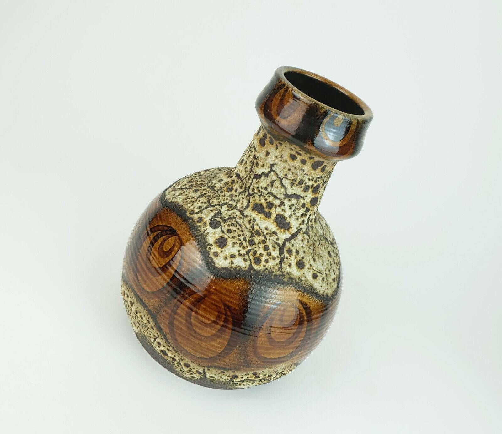 Mid Century Vaas Duemler & Breiden Wgp Fat Lava Squiggle Patroon Tinten Bruin En Beige Jaren 1960 photo 72.0