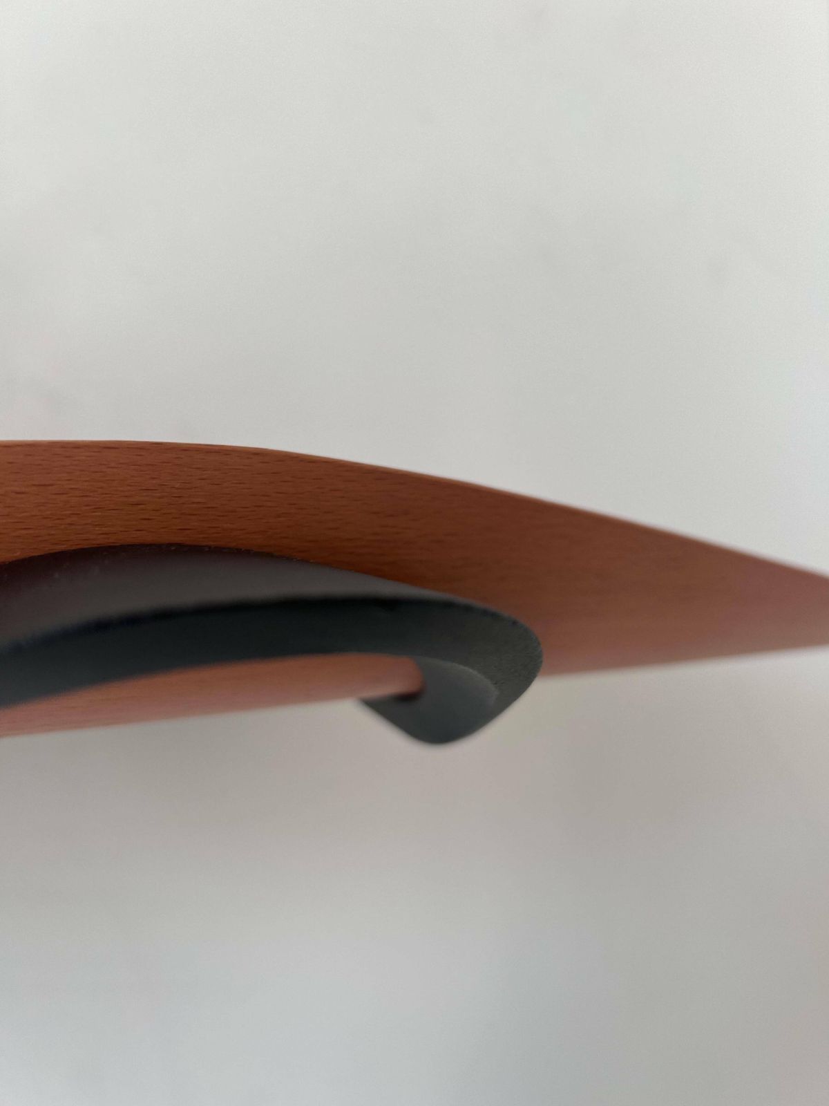 Vintage Modernist Wall Lamp, Black Lacquered Metal And Wood, France 1980s photo Lighting