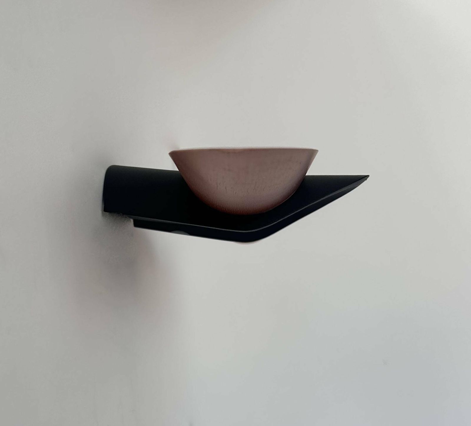 Vintage Modernist Wall Lamp, Black Lacquered Metal And Wood, France 1980s photo vintage