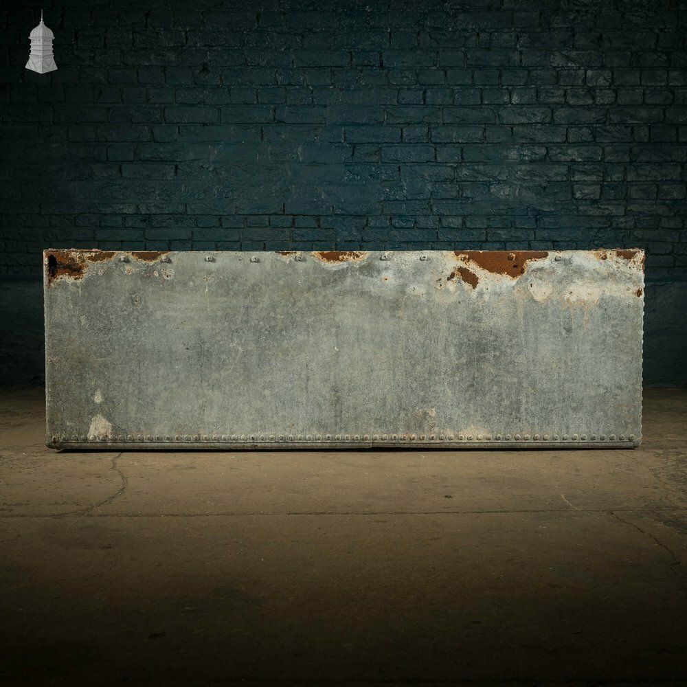 Galvanised Riveted Tank, Large Shallow Metal Trough Planter