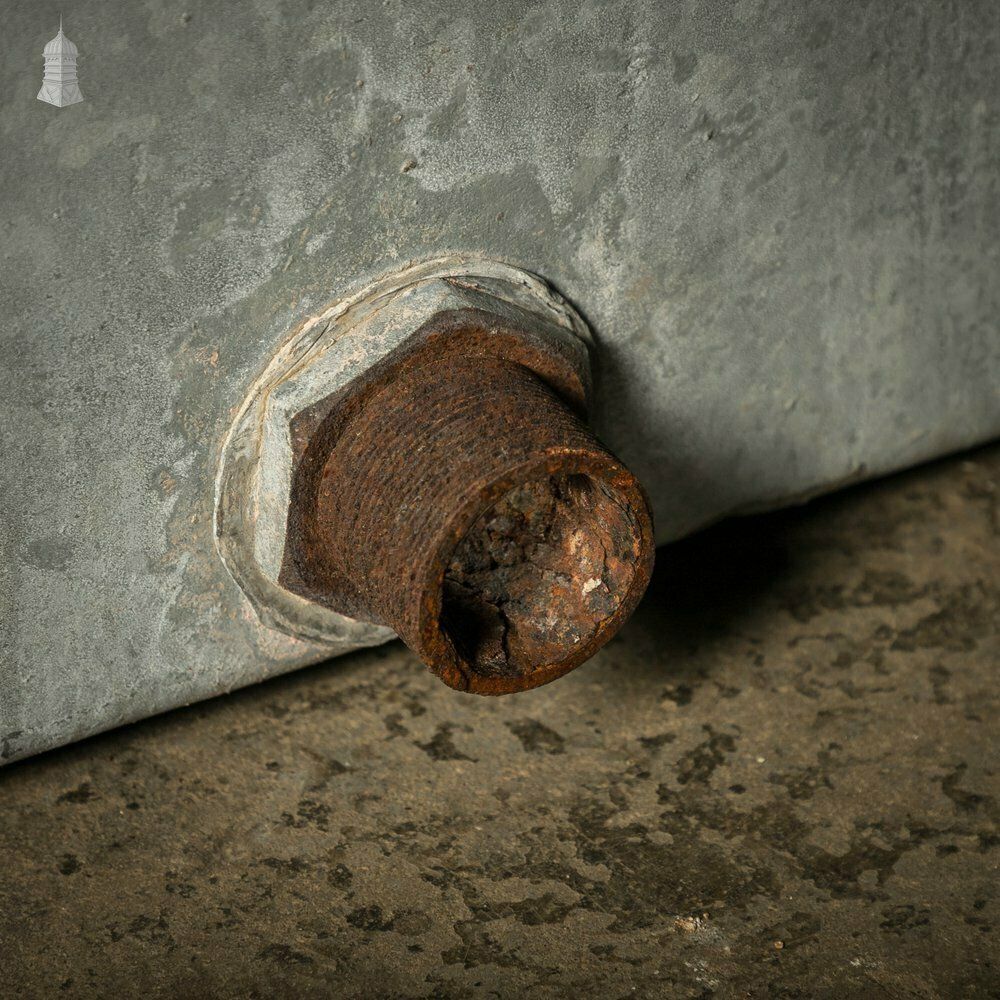 Galvanised Riveted Tank, Large Shallow Metal Trough Planter photo for sale