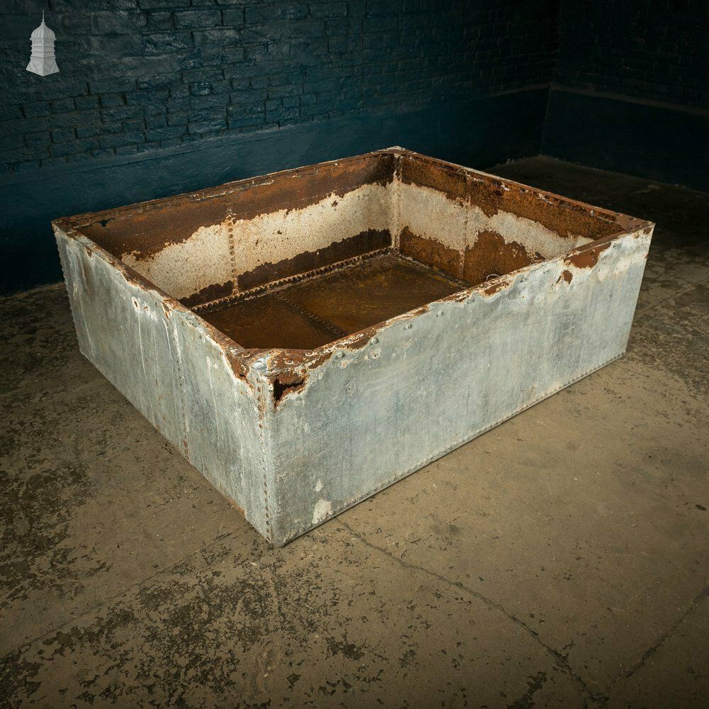 Galvanised Riveted Tank, Large Shallow Metal Trough Planter photo 480.0
