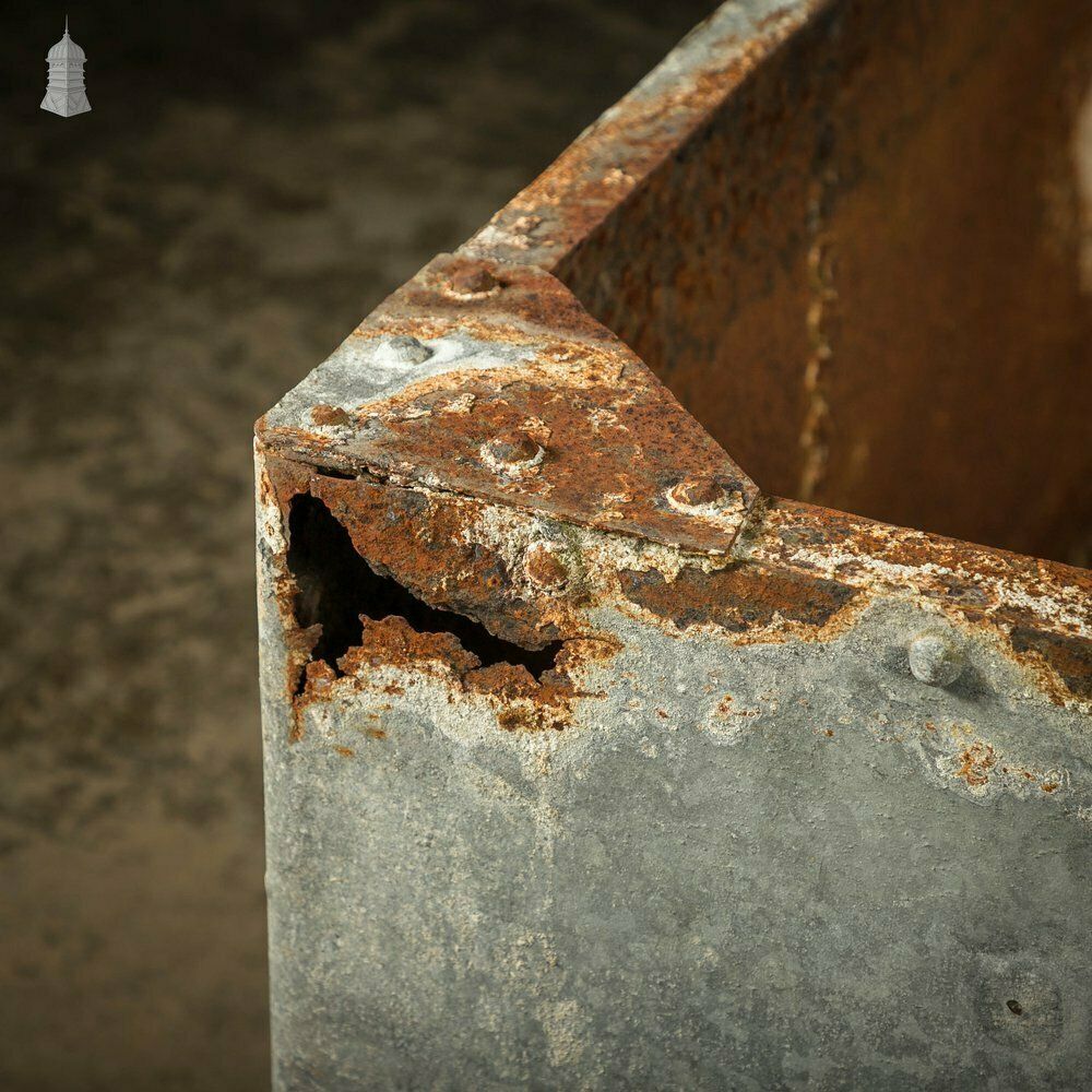 Galvanised Riveted Tank, Large Shallow Metal Trough Planter photo buy