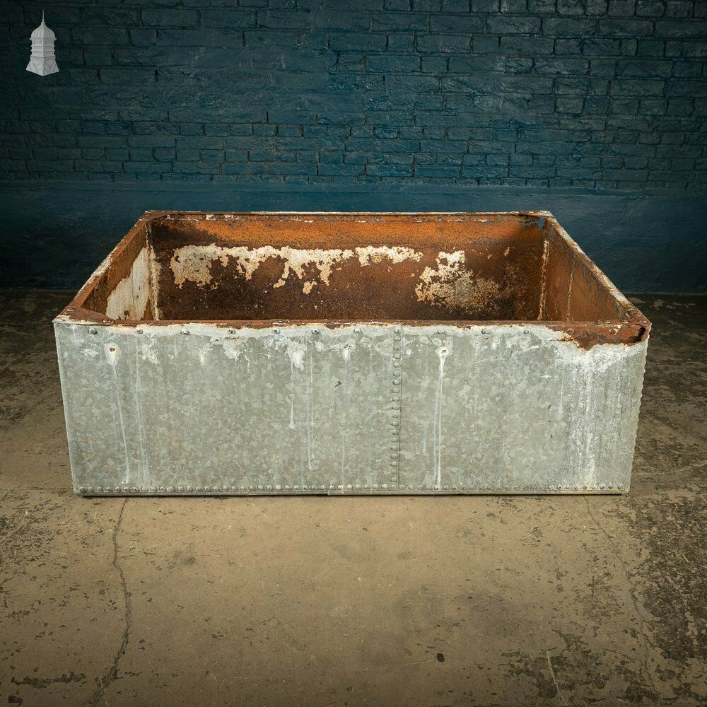 photo buy Galvanised Riveted Tank, Large Shallow Metal Trough Planter