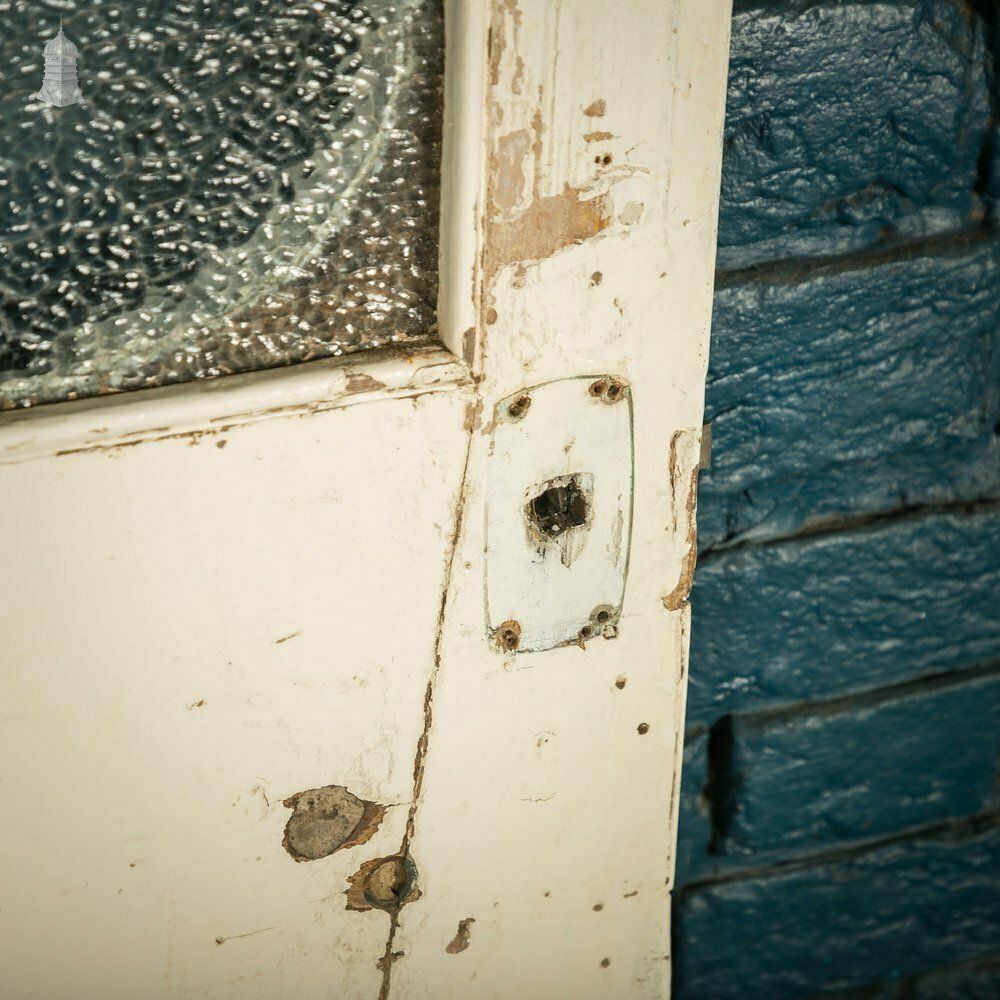 Half Glazed Door, 3 Panel Textured Glass photo vintage