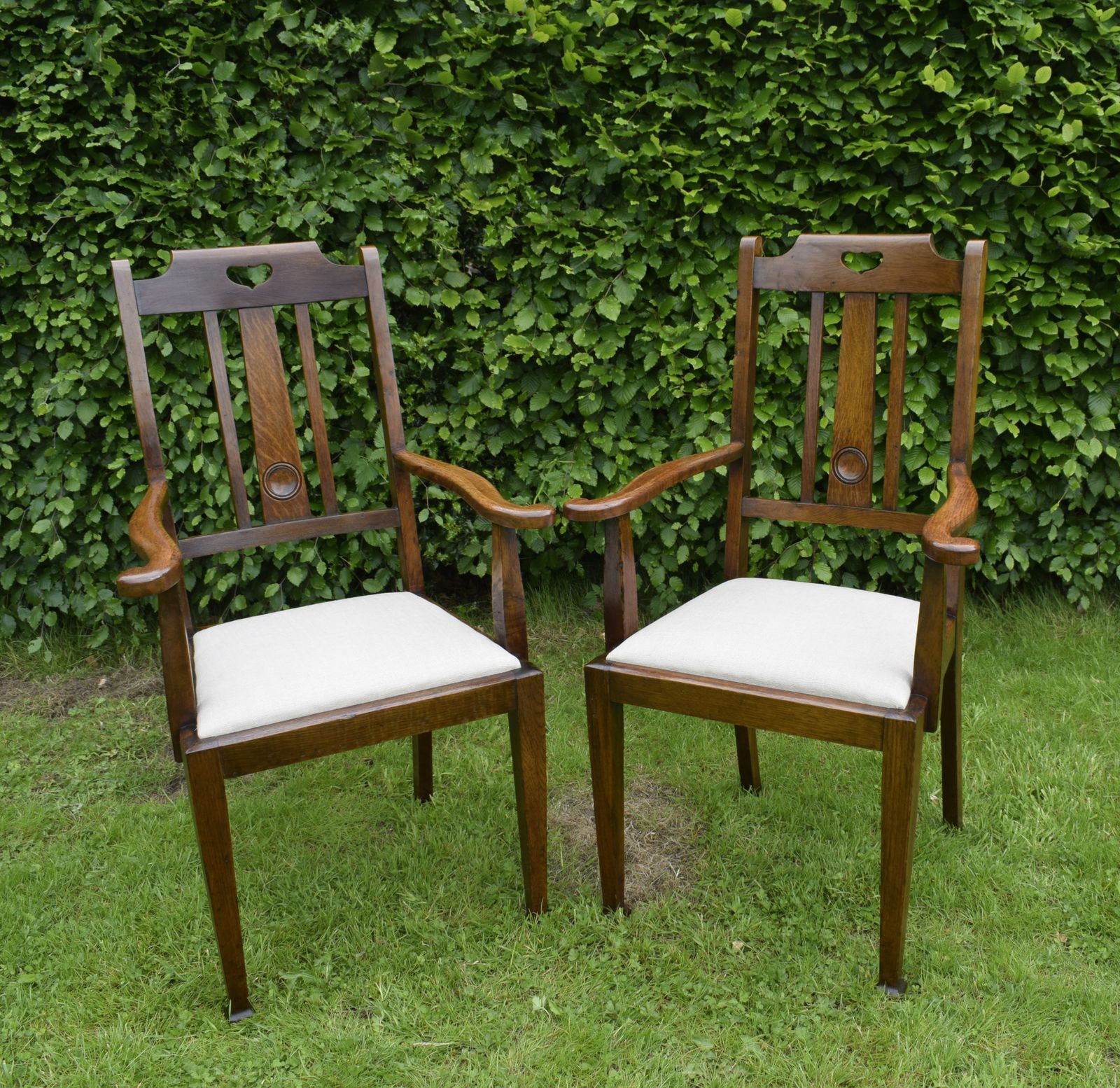 Pair Of Oak Arts & Crafts Armchairs photo furniture