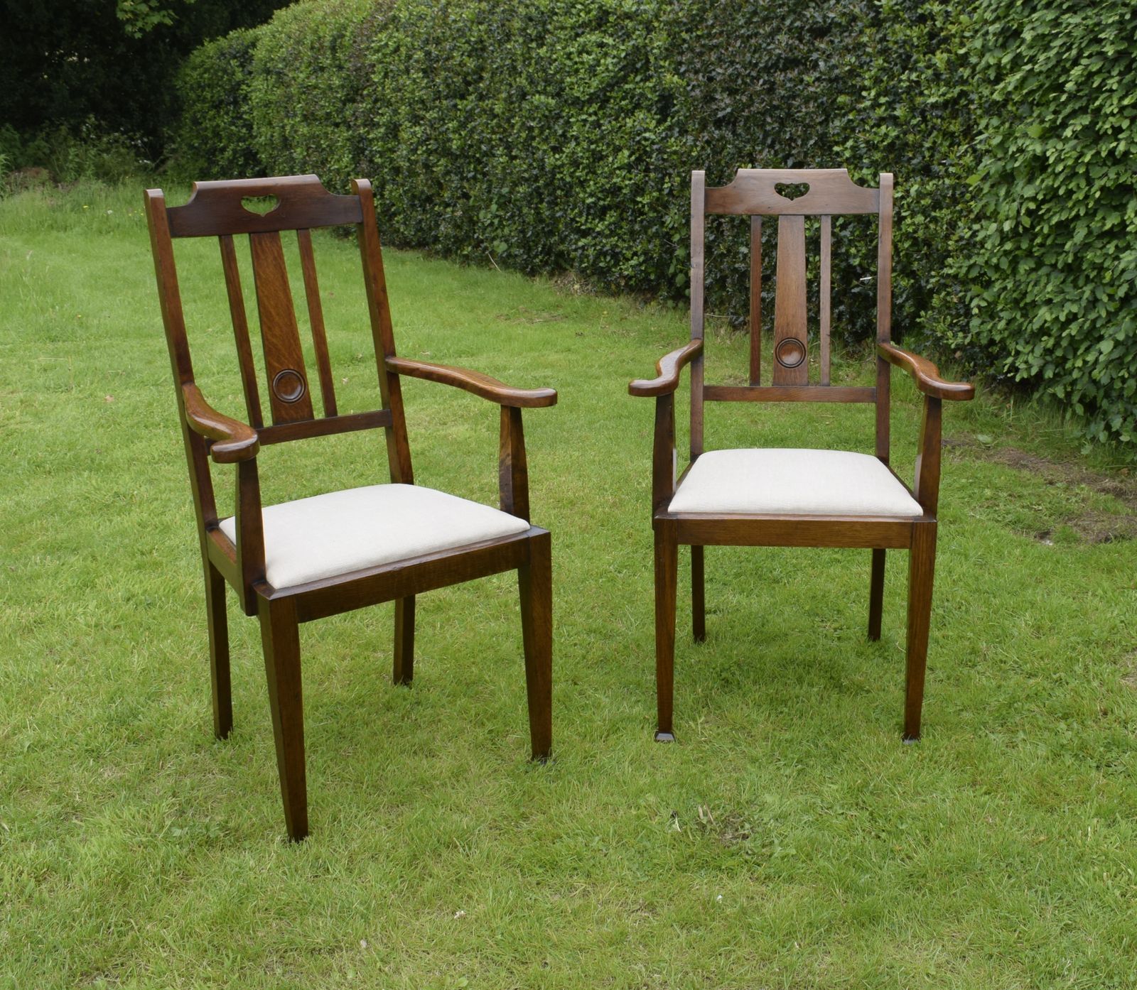 Pair Of Oak Arts & Crafts Armchairs photo for sale