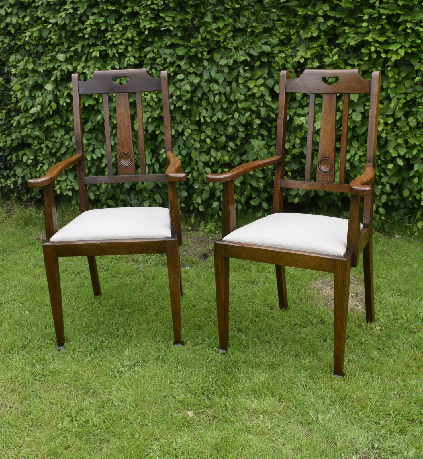 Pair Of Oak Arts & Crafts Armchairs photo 445.0