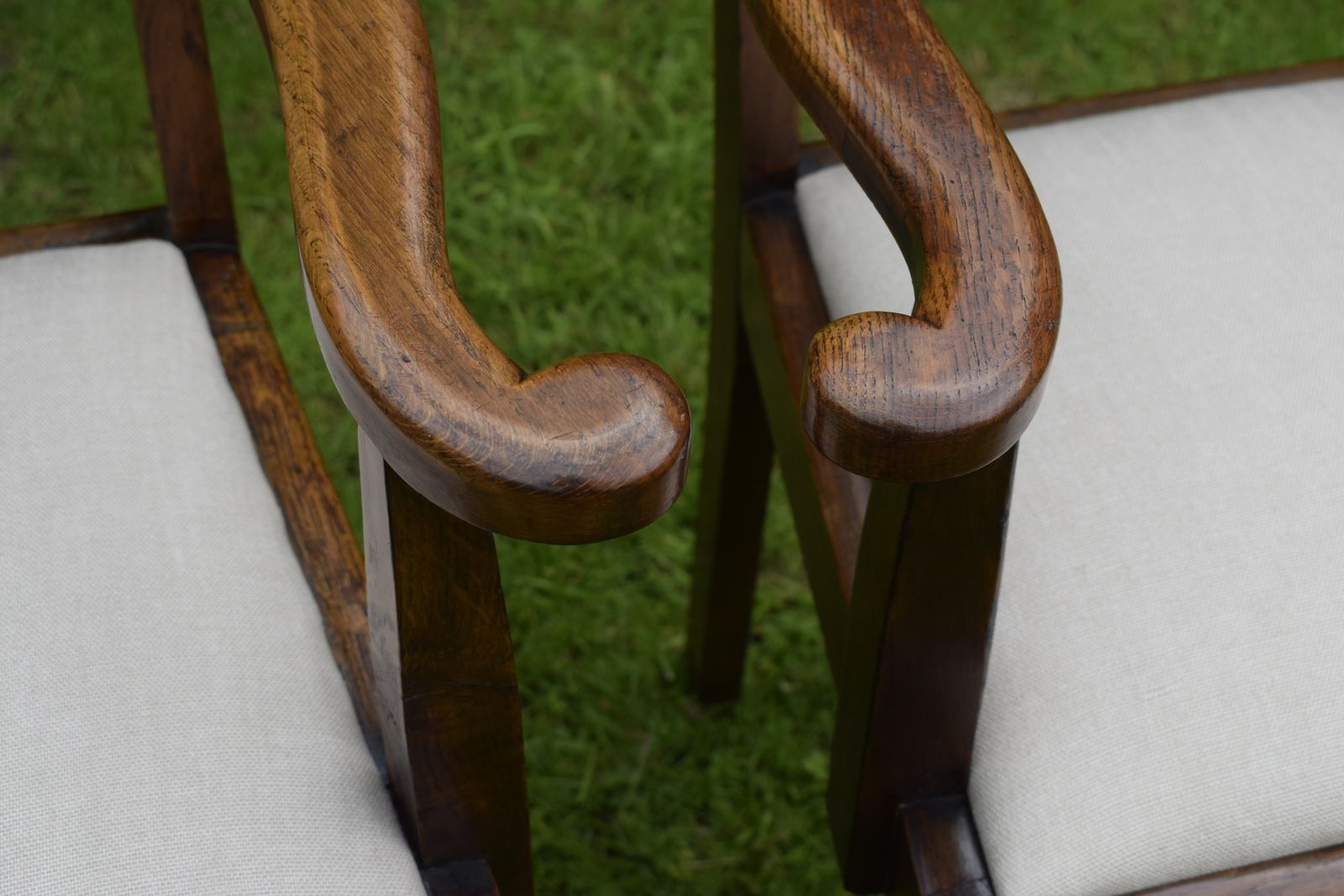 445.0 Pair Of Oak Arts & Crafts Armchairs photo