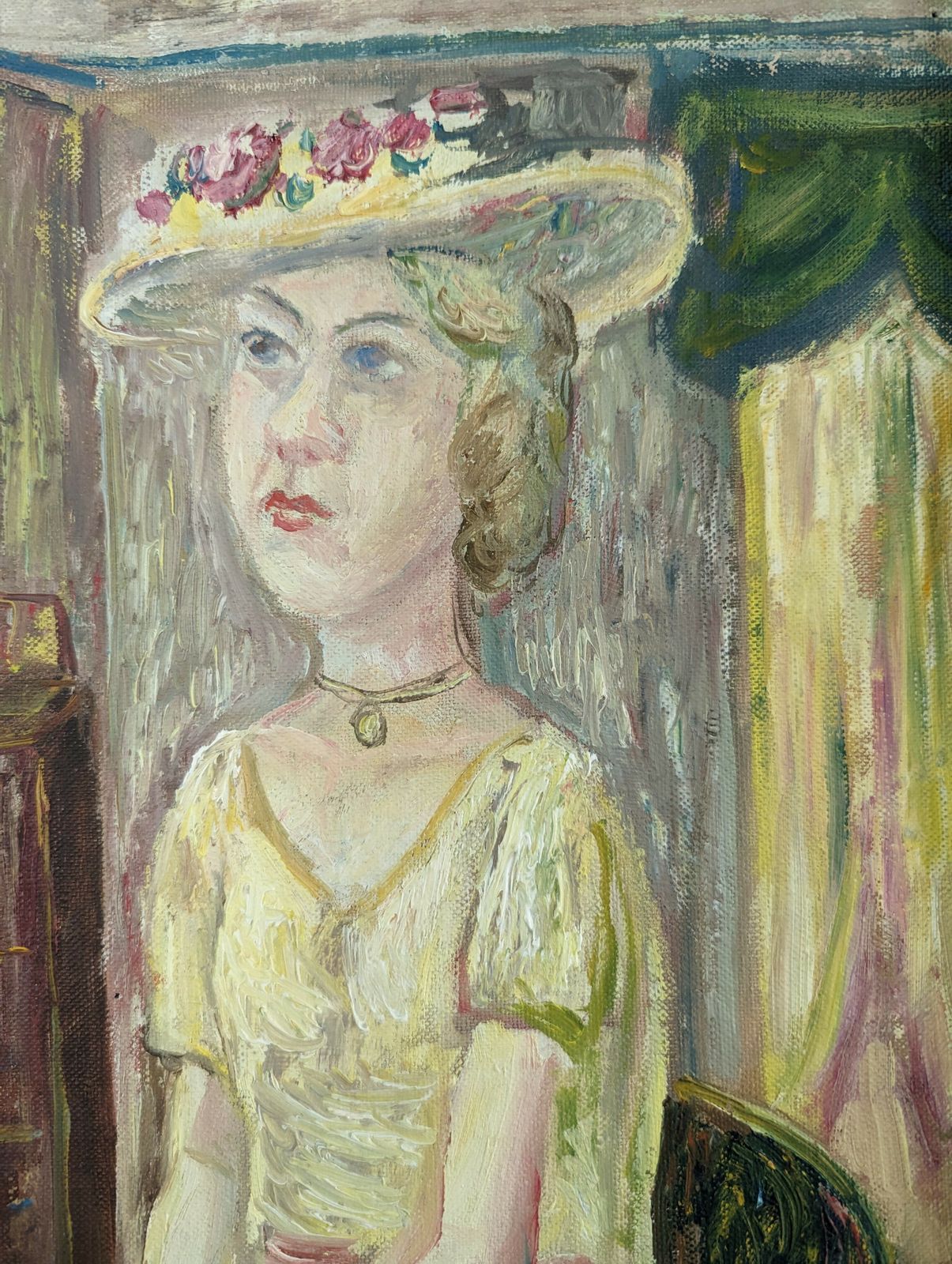 545.0 Lady In Yellow Oil Painting, Modernist photo