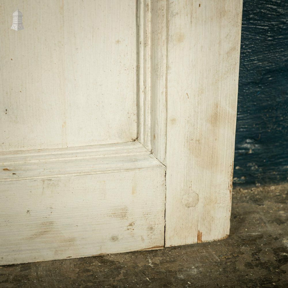 photo vintage Four Panel Door, White Painted Pine Paneled Door