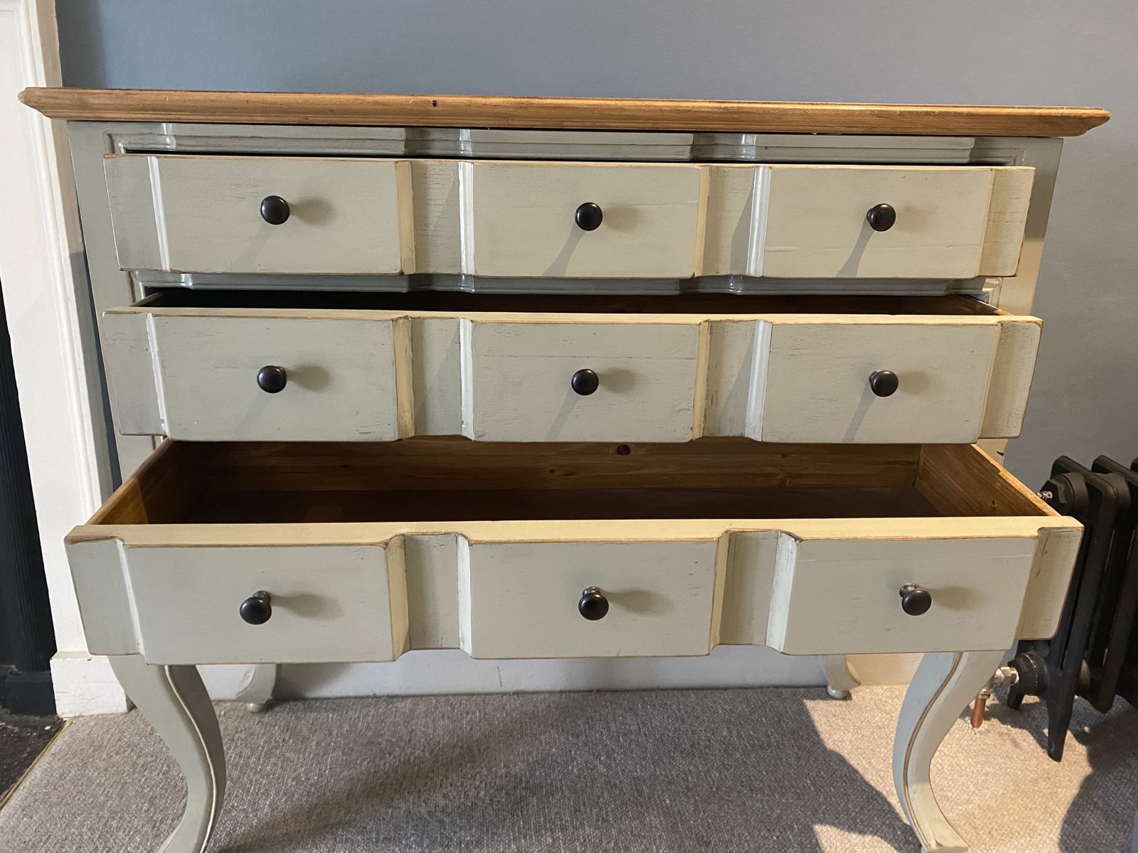 French Style Three Drawer Chest Of Drawers photo for sale