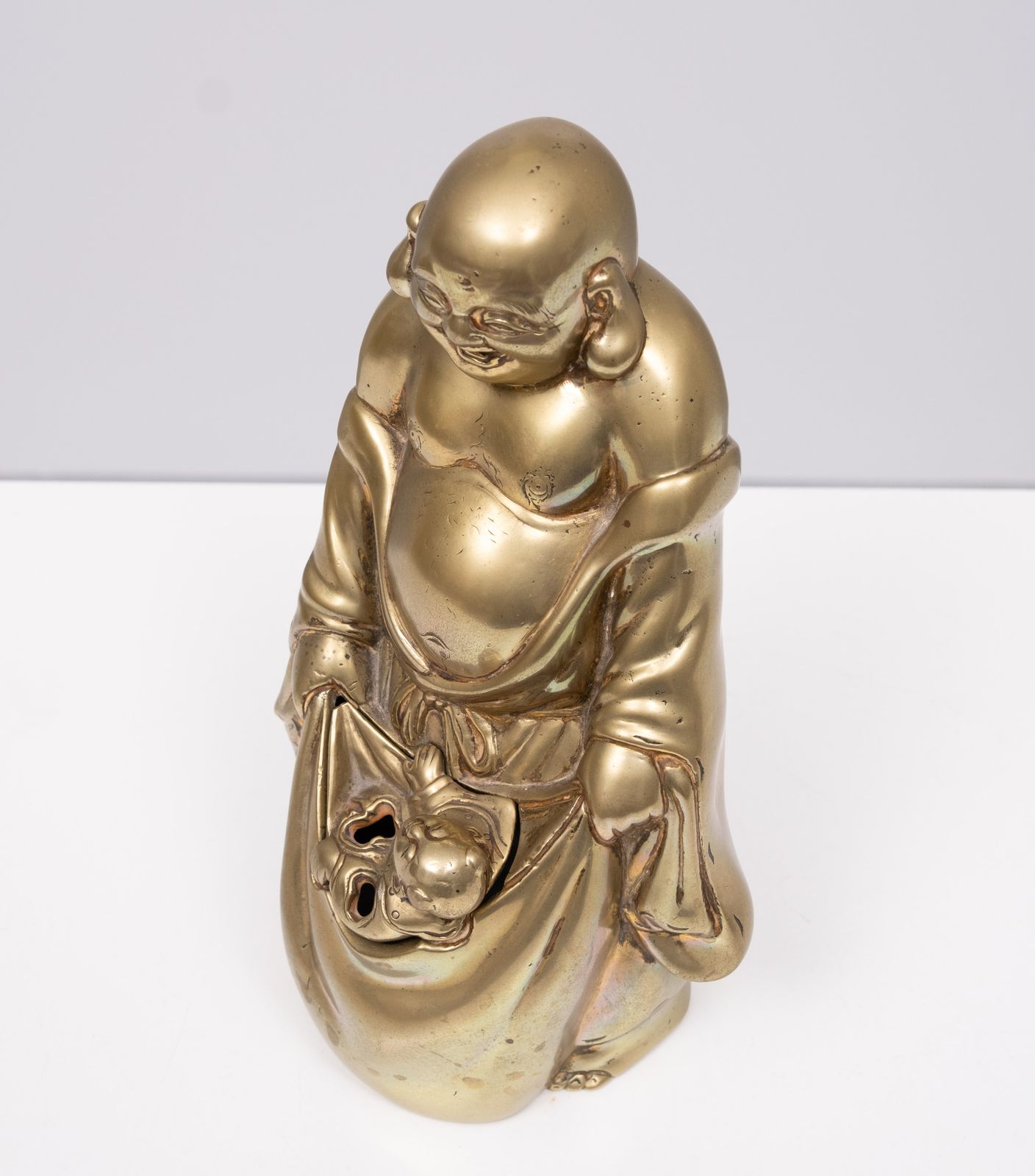 photo furniture Brass Buddha With Child Incense 1940s China