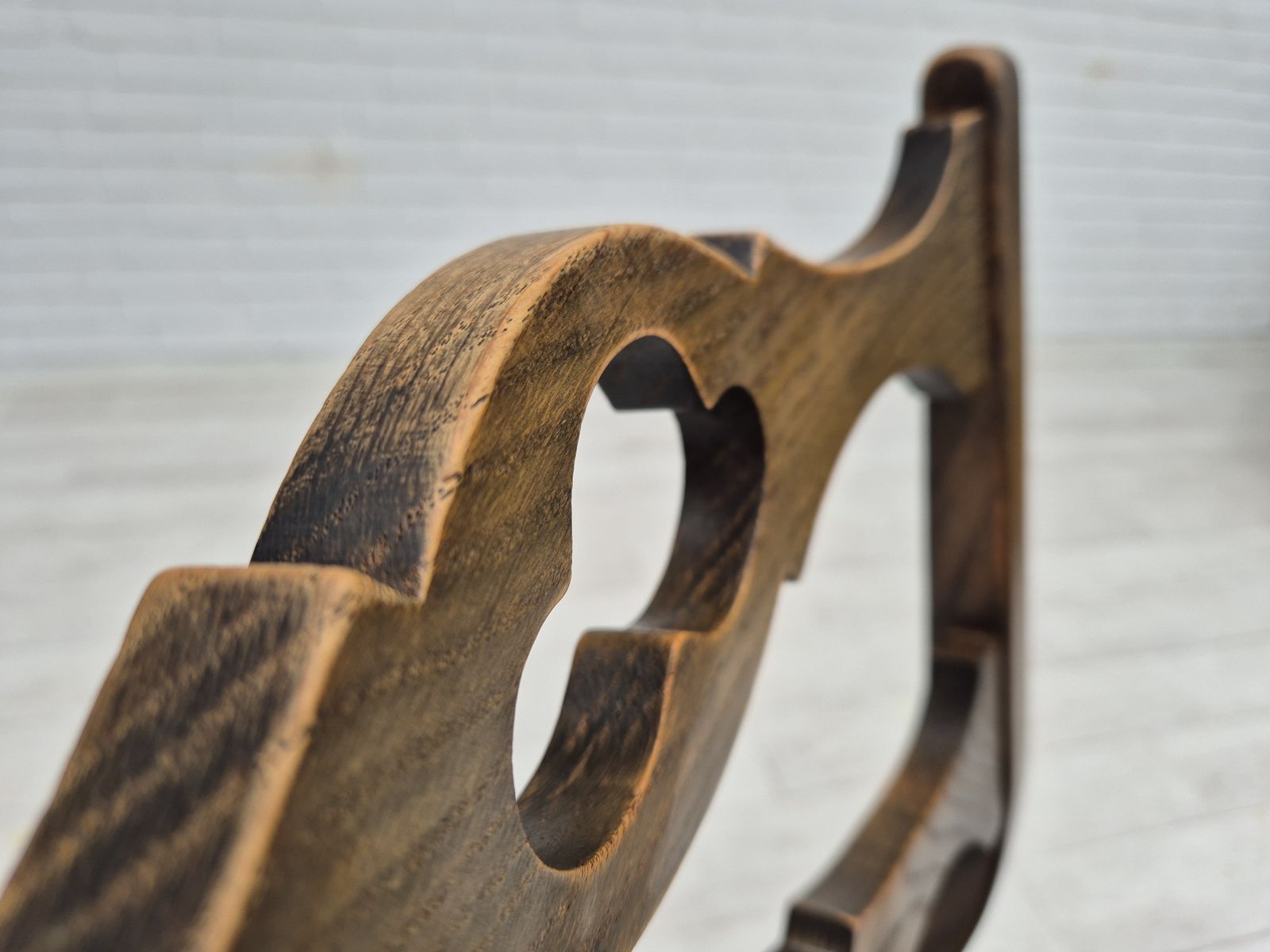 Ca. Jaren 1970, Set Van 4 Deense Eetkamerstoelen, Donker Eikenhout, Meubelwollen Bekleding. photo buy