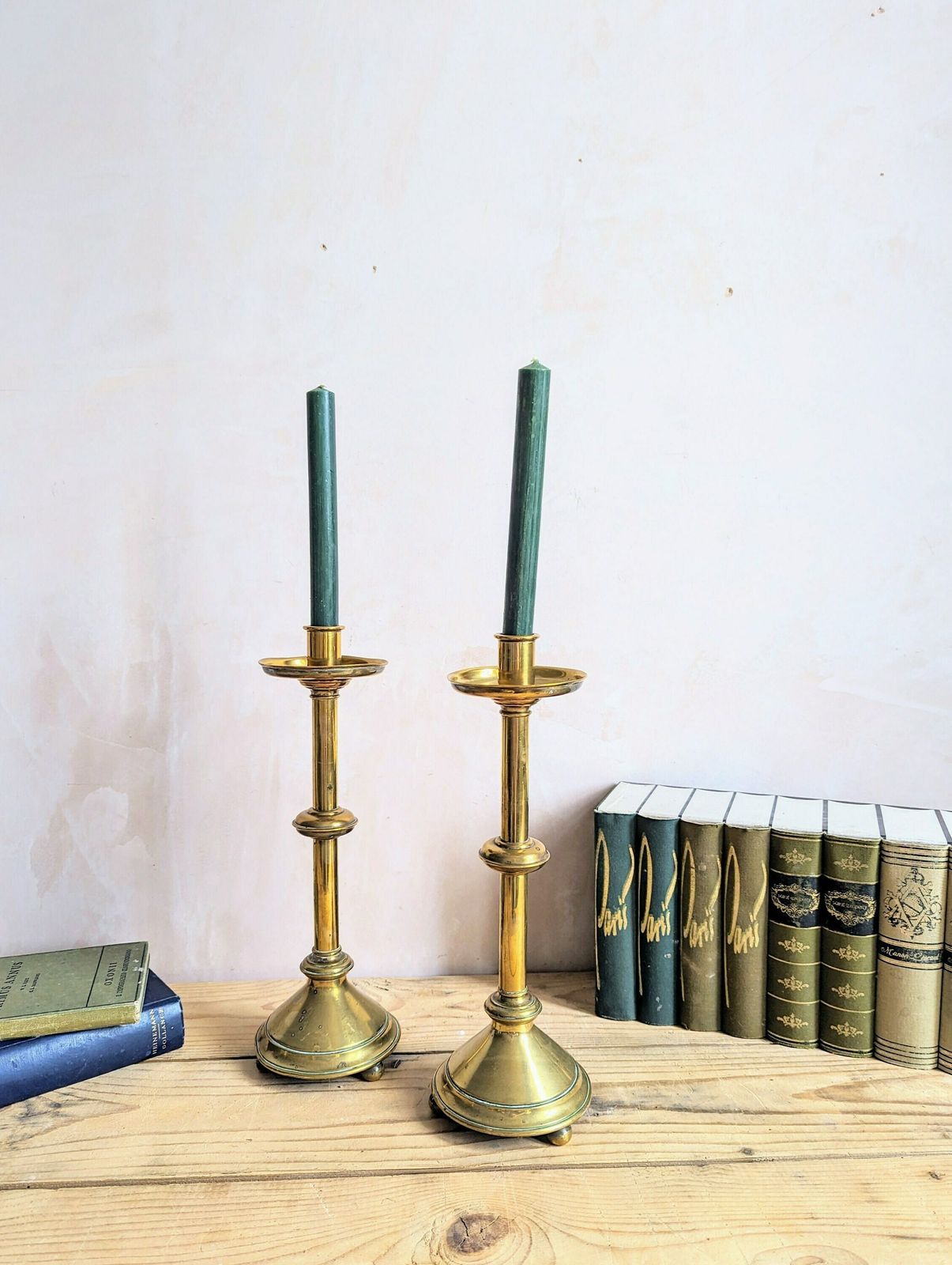 A Large Pair Of French Brass Church Altar Candlesticks   C1890 Ecclesiastical Candlesticks