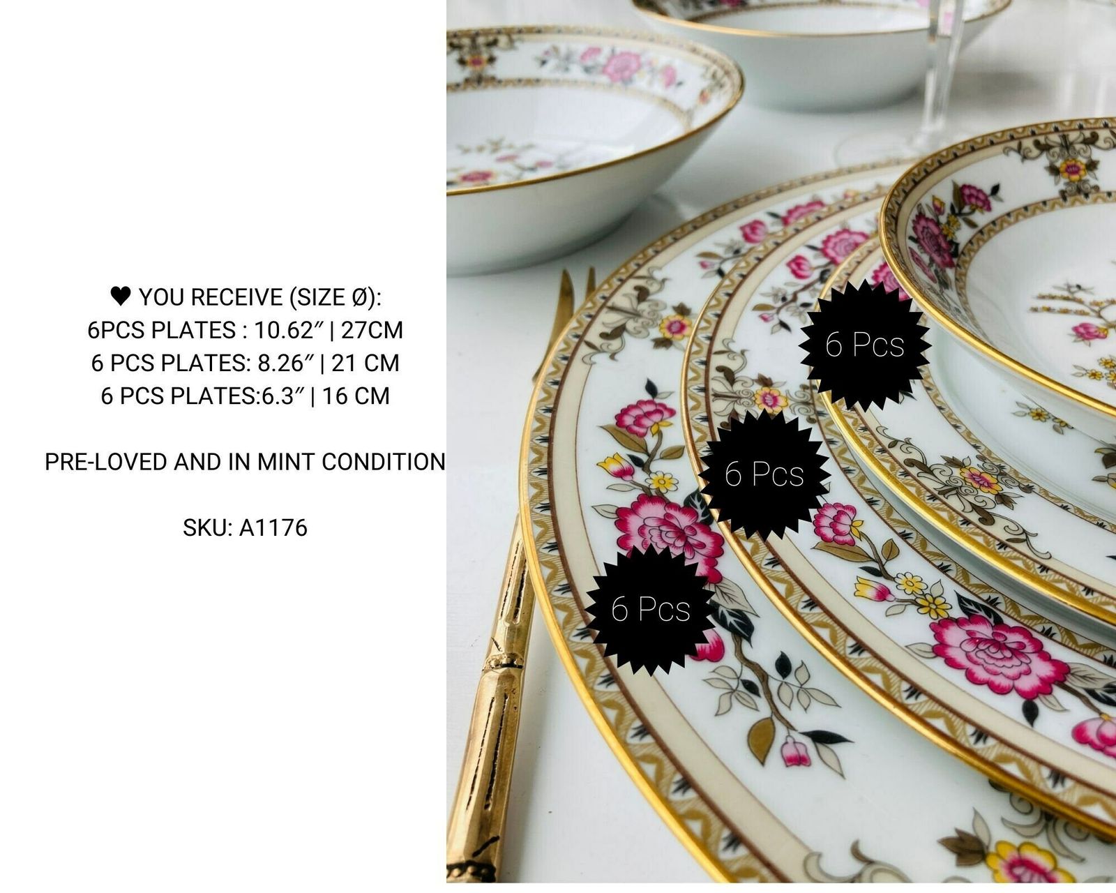Vintage Noritake Borden | 18 Delig Porseleinen Servies | In 3 Maten | Amethist Roze photo for sale
