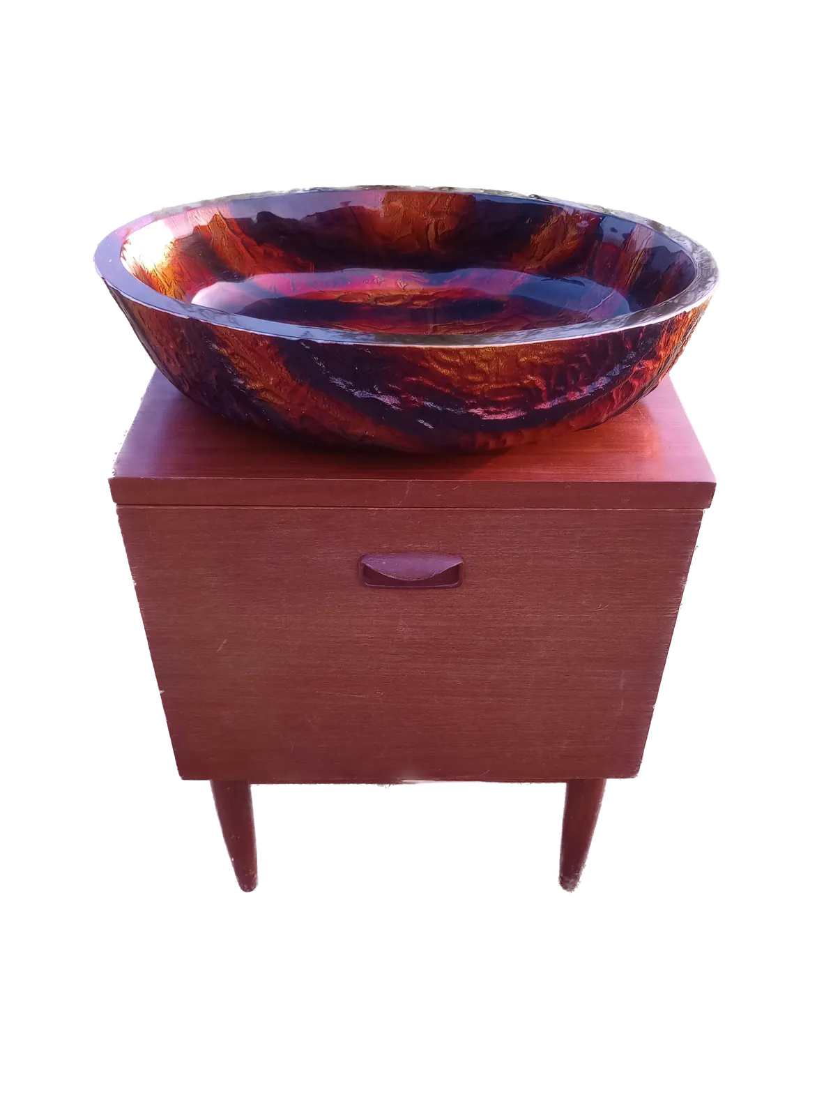 160.0 Orange & Black Tempered Glass Countertop Sink Basin photo