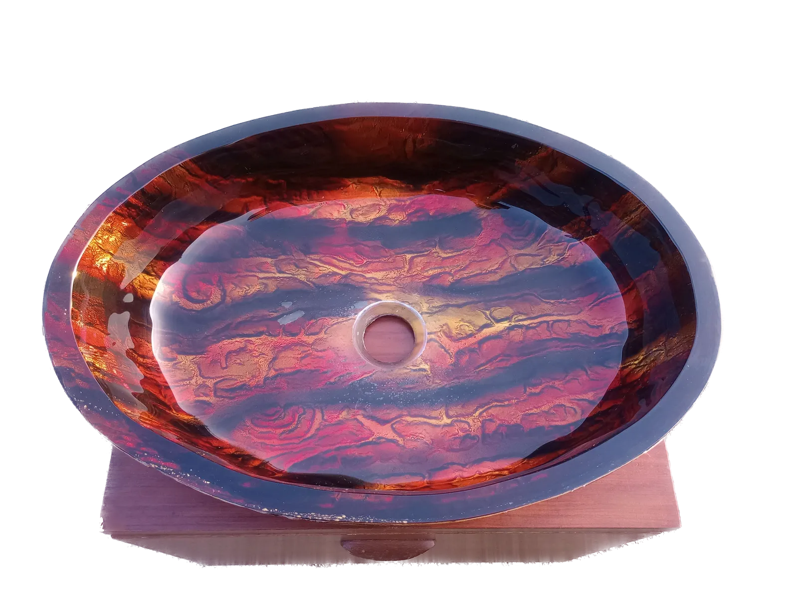 Orange & Black Tempered Glass Countertop Sink Basin photo vintage