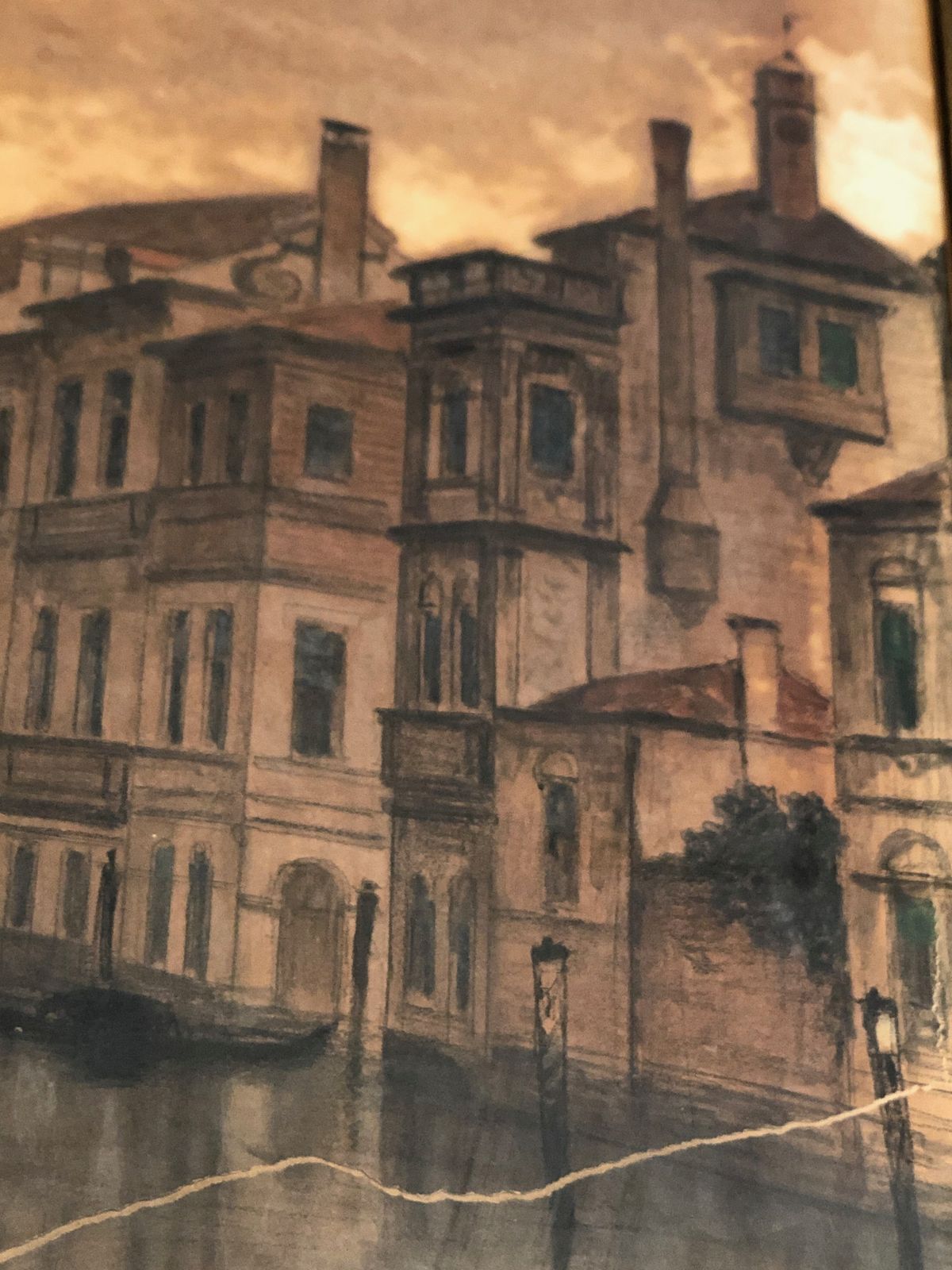 Great View Of Venice. Charcoal. Signed François Stroobant (1819 1916) photo buy