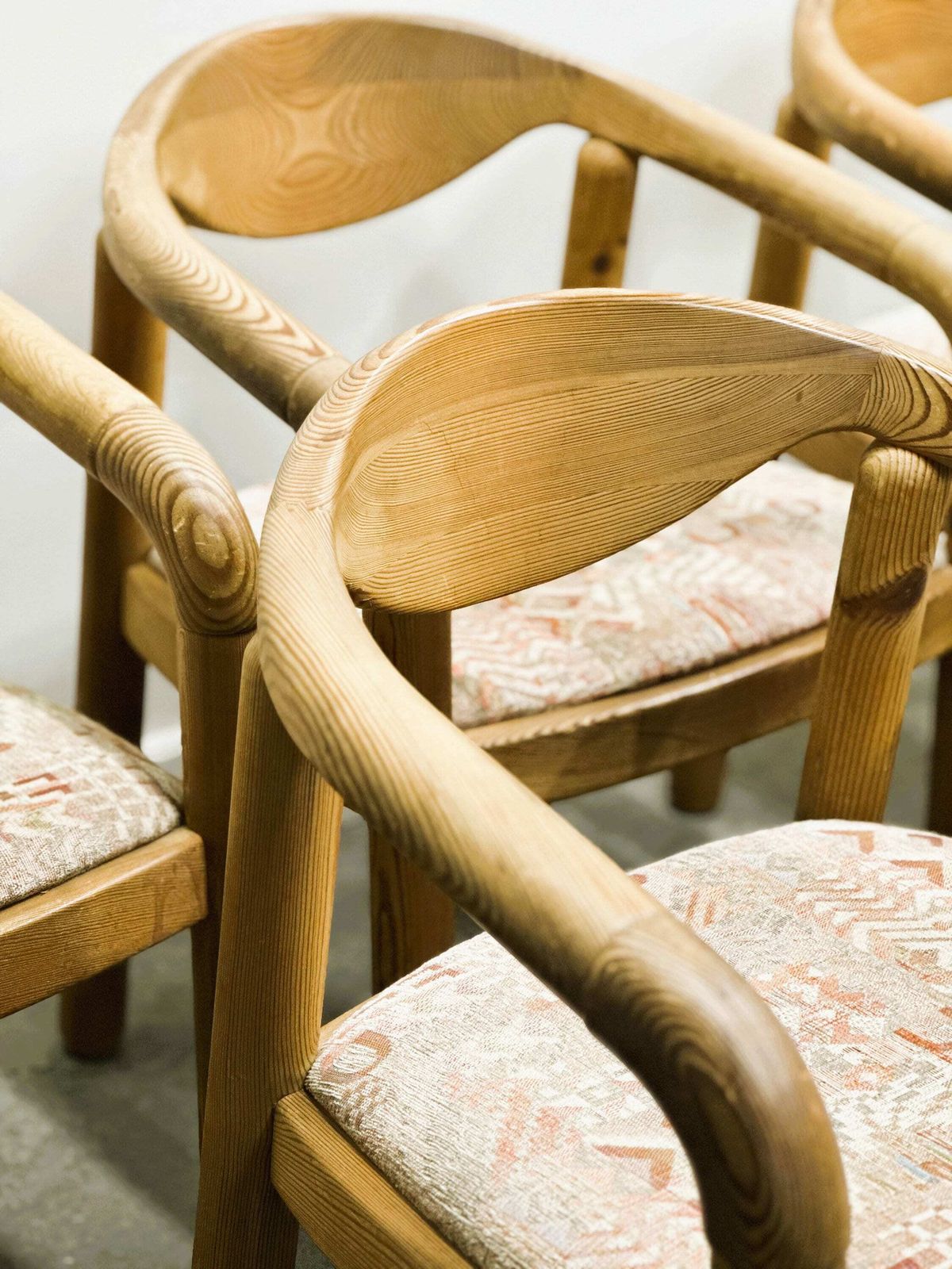 Set Of Six Rainer Daumiller Pine Wood Arm Chairs, 1970s. photo furniture