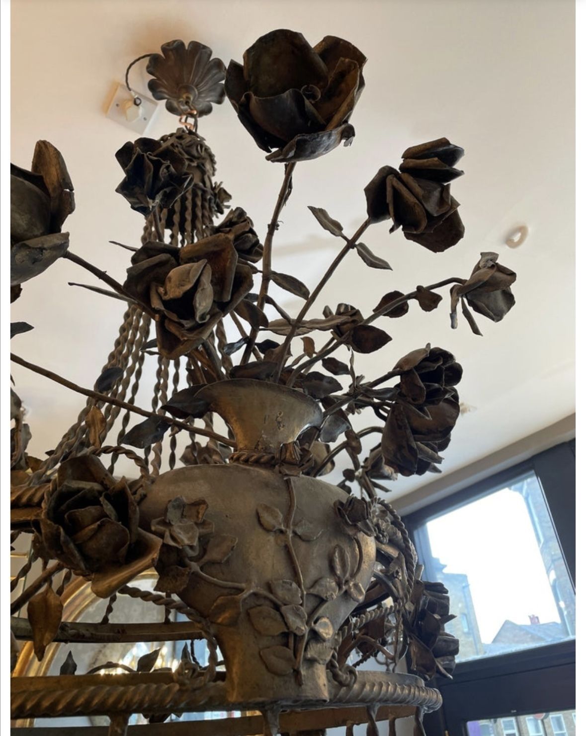 Large Gilt And Wrought Iron Italian Chandelier photo for sale
