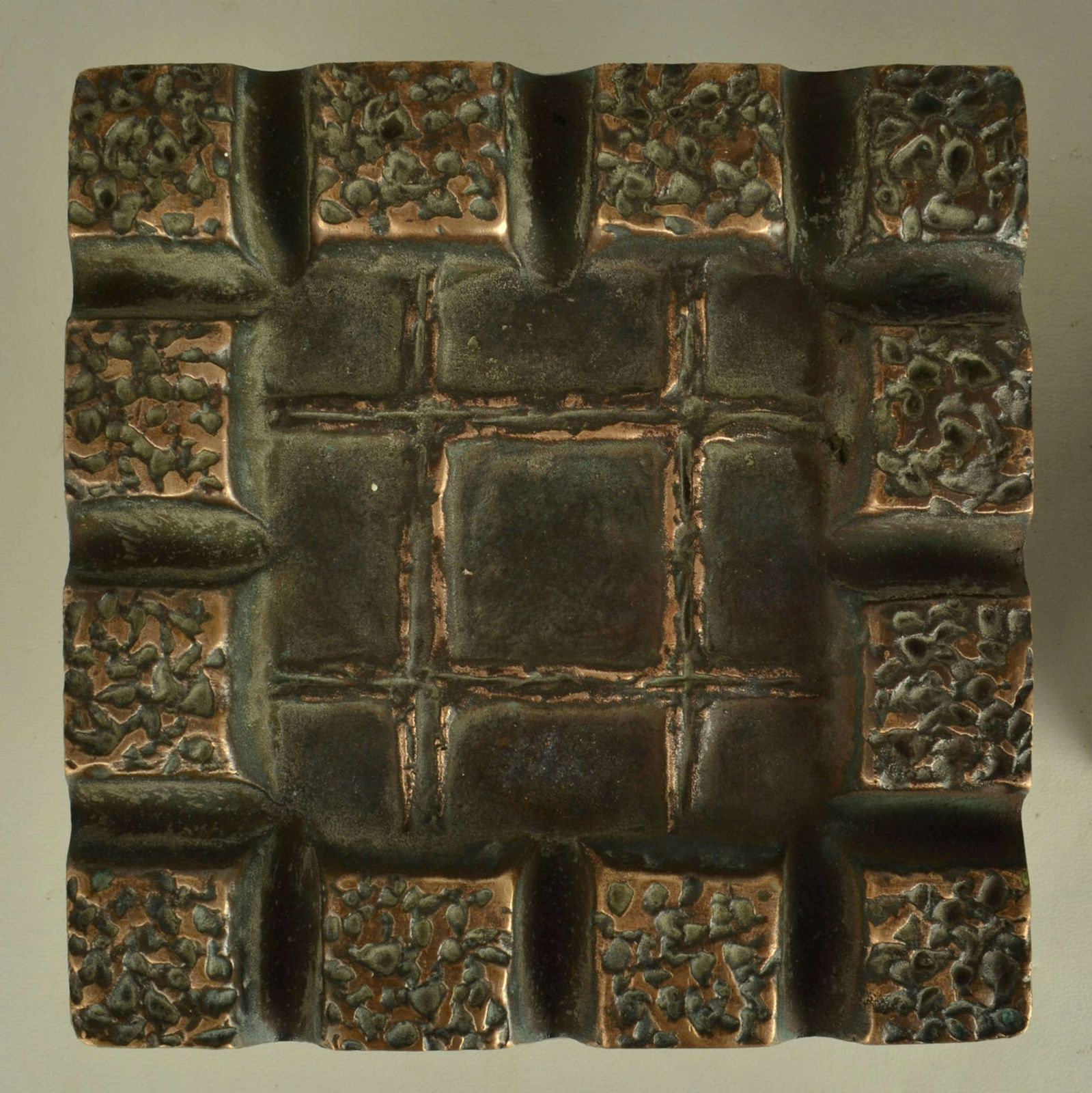 Brutalist Pair Of Bronze Square Push Pull Door Handles With Geometric photo furniture