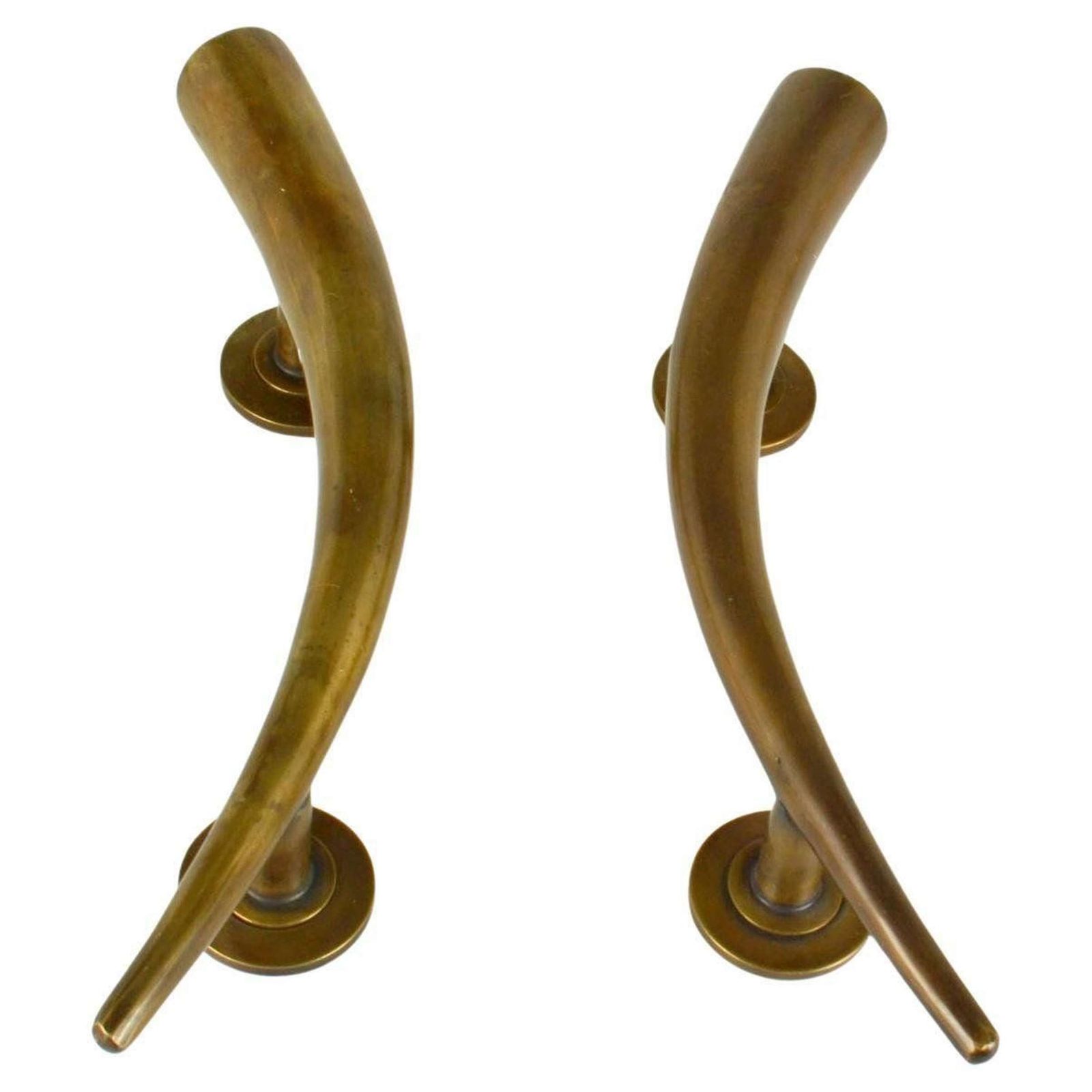 Pair Of Bronze Art Deco Push And Pull Door Handles
