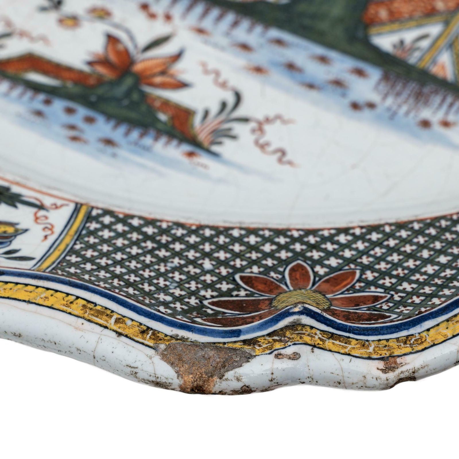 Large Majolica Dish France Rouen Manufactory Of Jean Baptiste Guillibaud, 1730 photo vinterior
