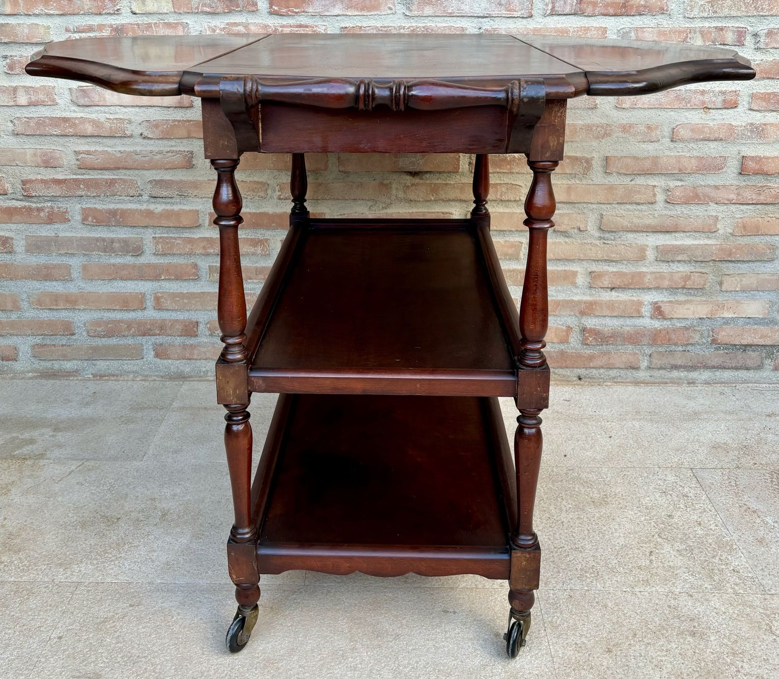 Mid 20th Century Serving Trolley With Wheels, Wings And 2 Shelves With Removable Handle, 1940´S photo buy