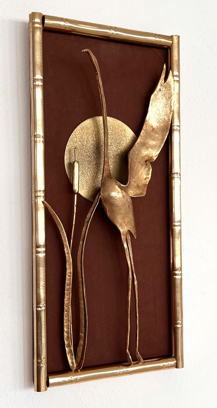 Italian Illuminated Wall Art Frame In The Shape Of A Golden Heron photo 1300.0