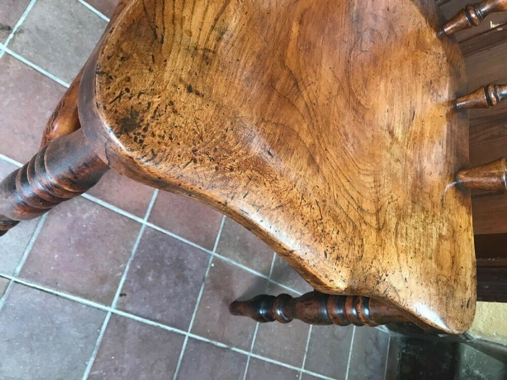 photo buy 1880s Windsor Yew Broad Arm Chair