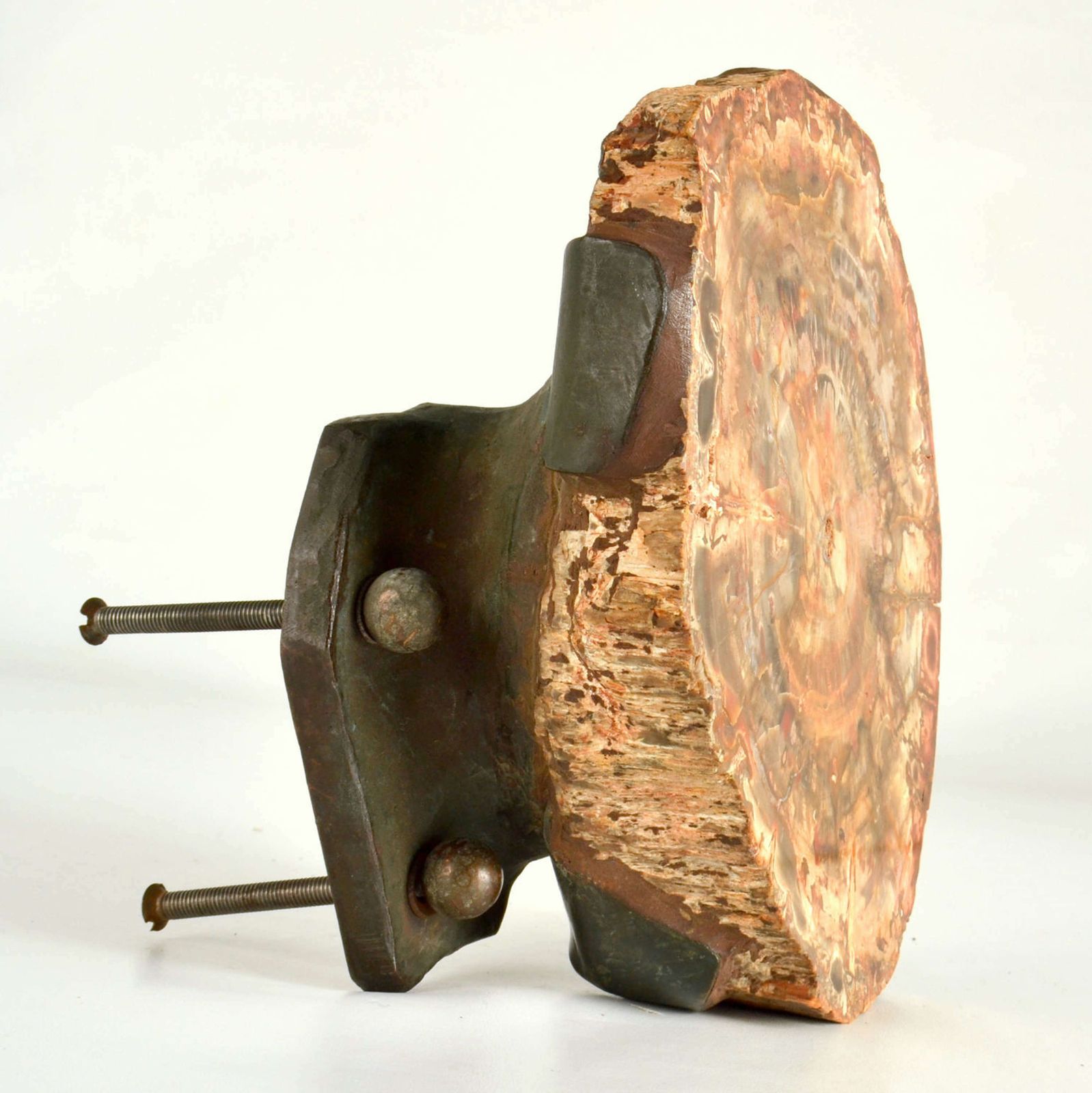 Architectural Push Pull Door Handle In Petrified Wood And Bronze photo Home Fixtures