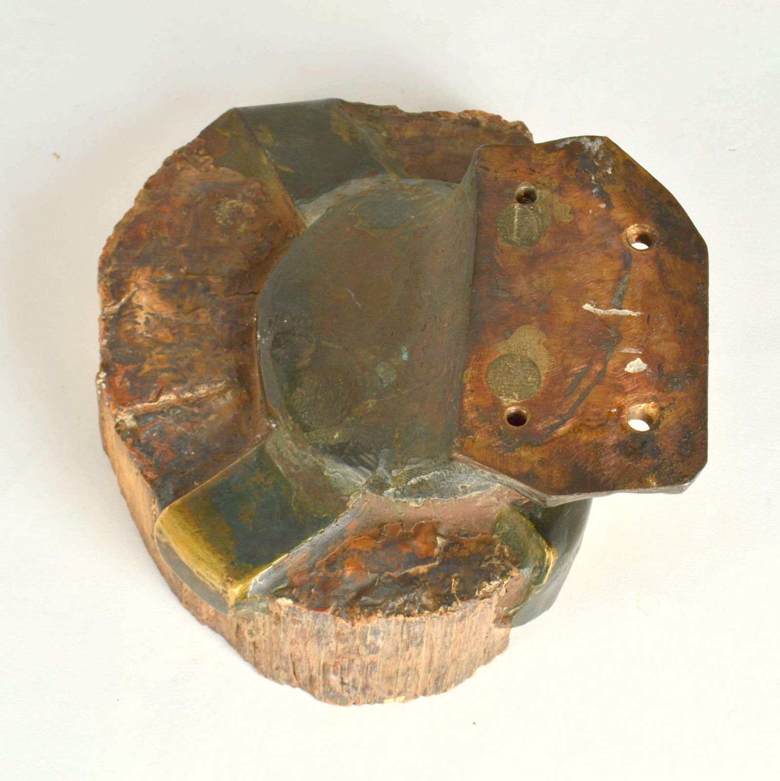 photo vintage Architectural Push Pull Door Handle In Petrified Wood And Bronze