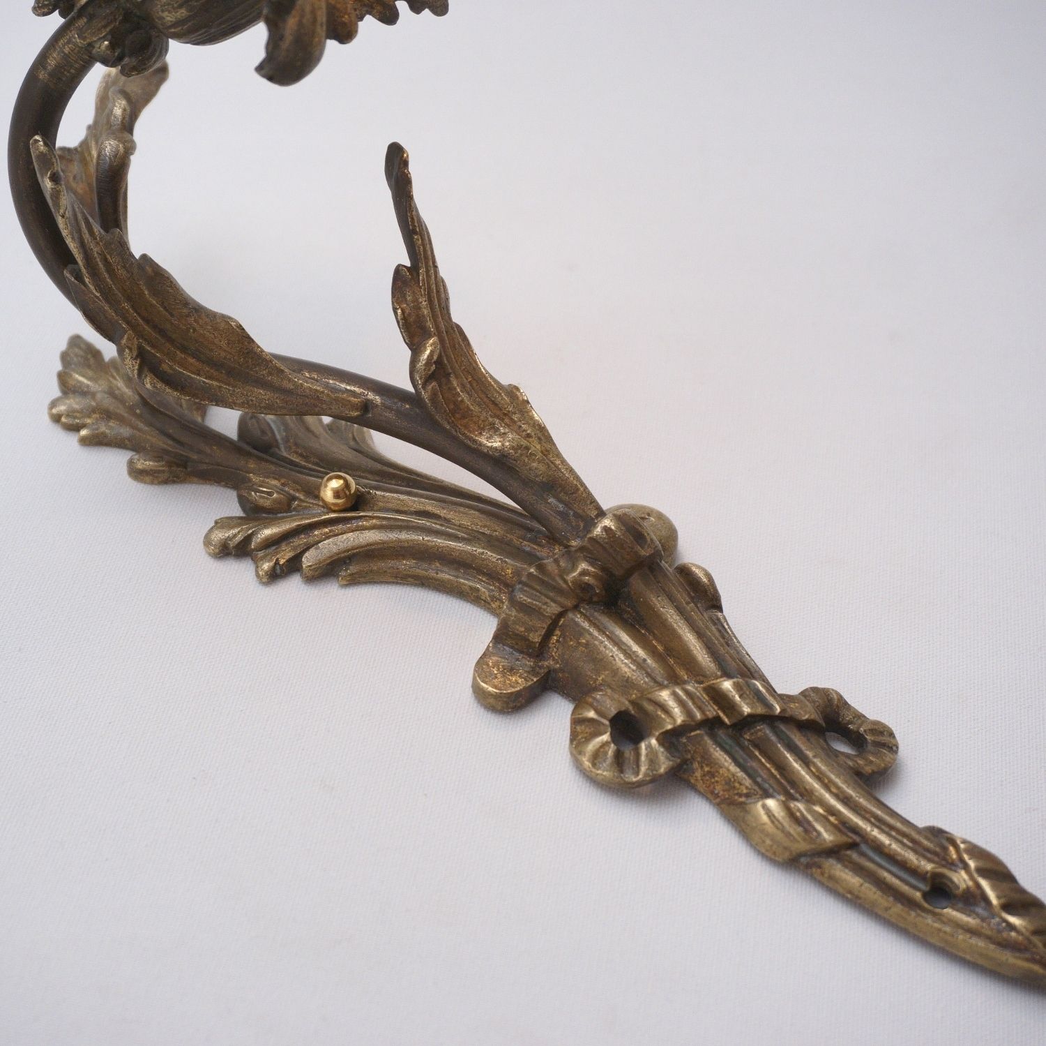 Pair Art Nouveau Wall Lights Sconces, Lily Flower Foliate Decoration In Gilt Bronze, 1890`s Ca, French, Rewired photo 650.0