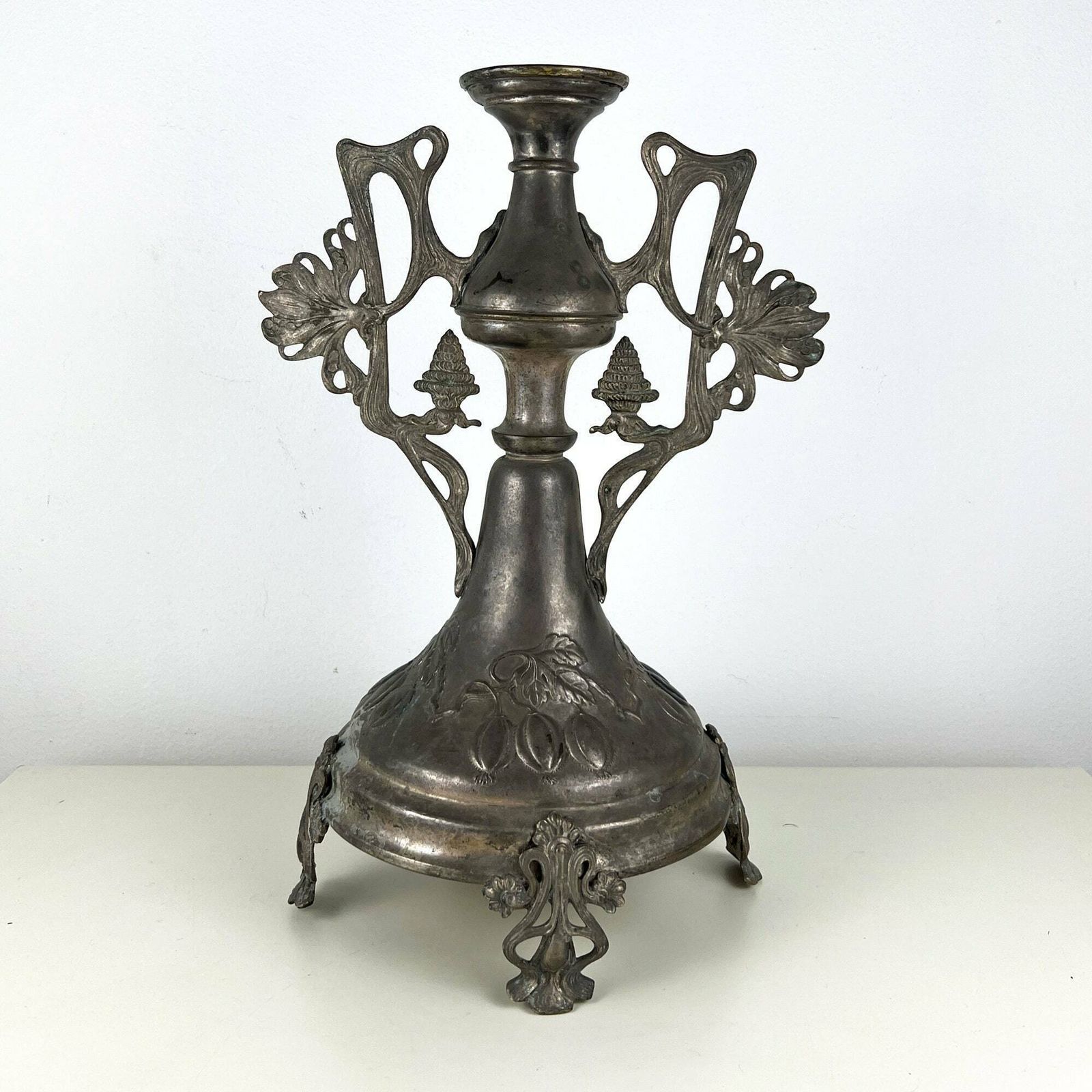 Art Nouveau Candlestick Holder, Antique Candle Holder, Jugendstil Pewter Candle Holder photo Home Decor