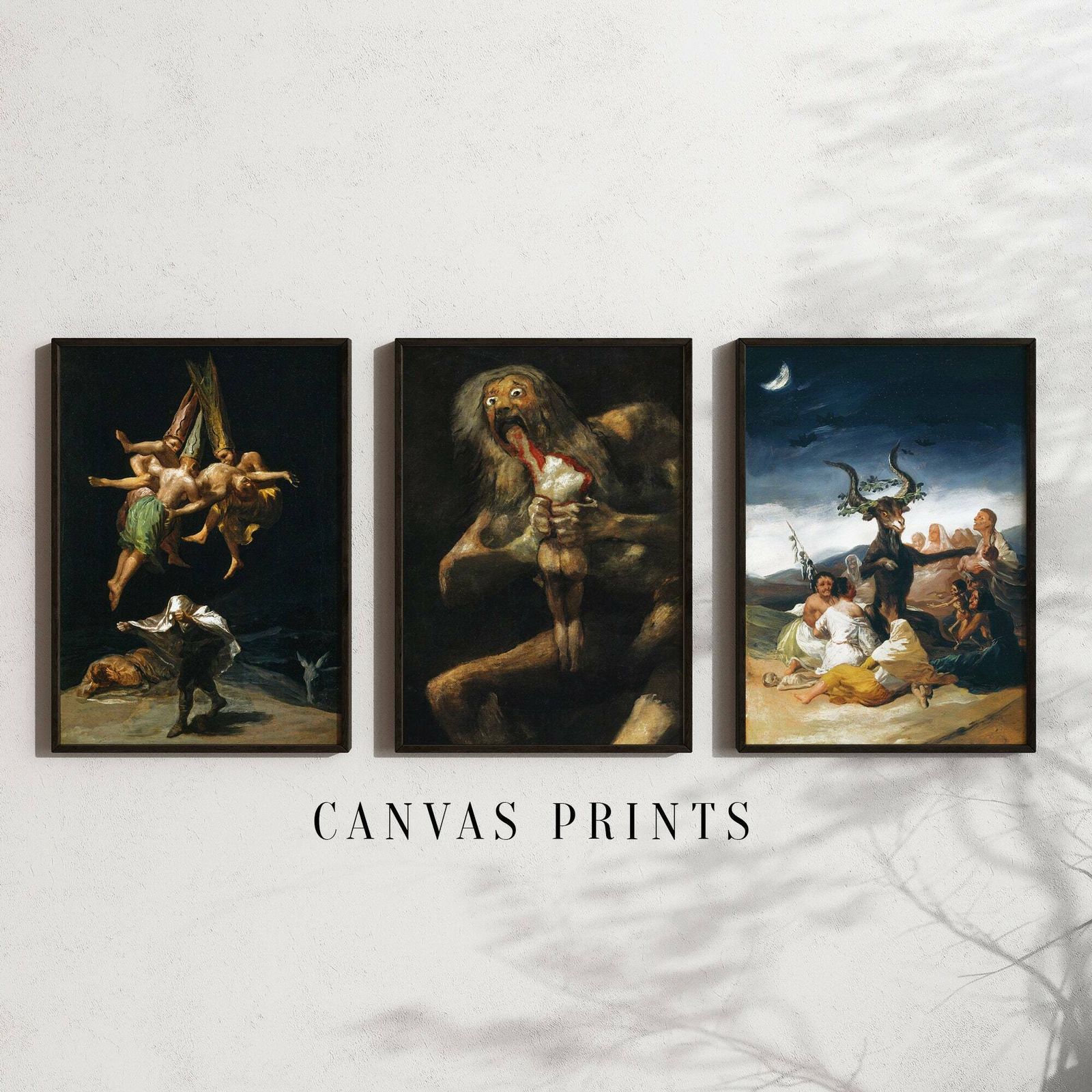 Set Of 3 Francisco Goya Canvas Prints, Fine Art Prints, 3 Piece Wall Art