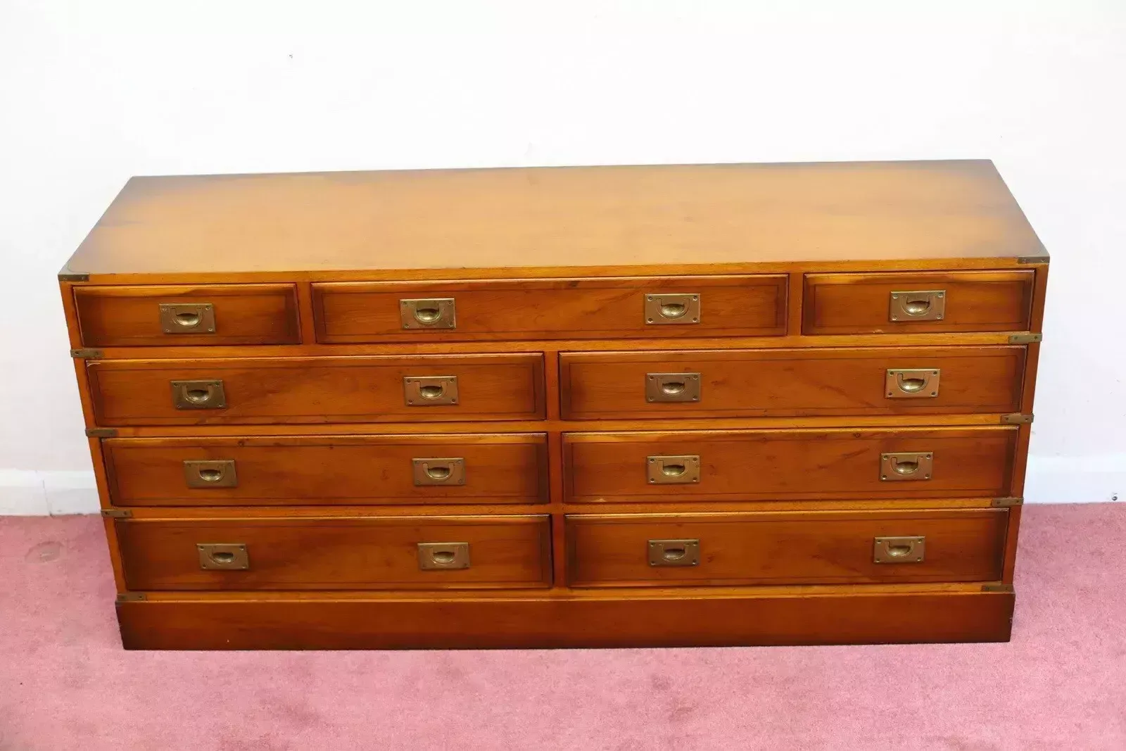 Beautiful Yew Wood Military Campaign Sidebord
