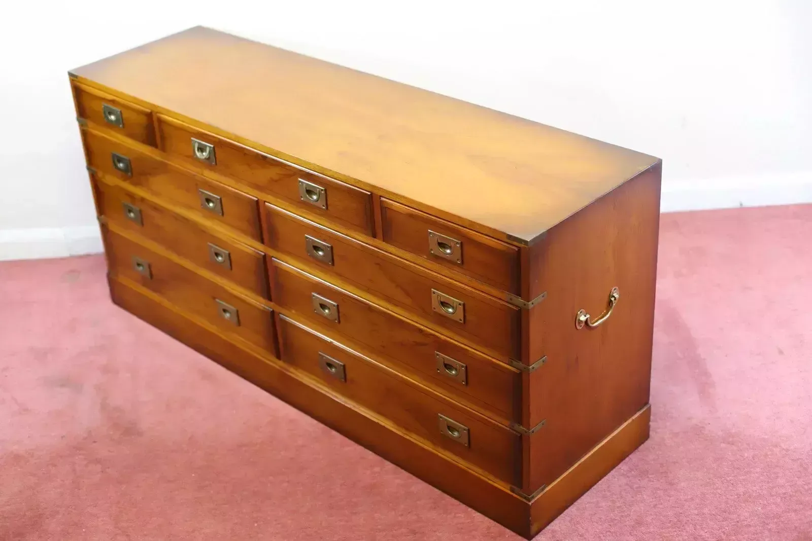 photo furniture Beautiful Yew Wood Military Campaign Sidebord