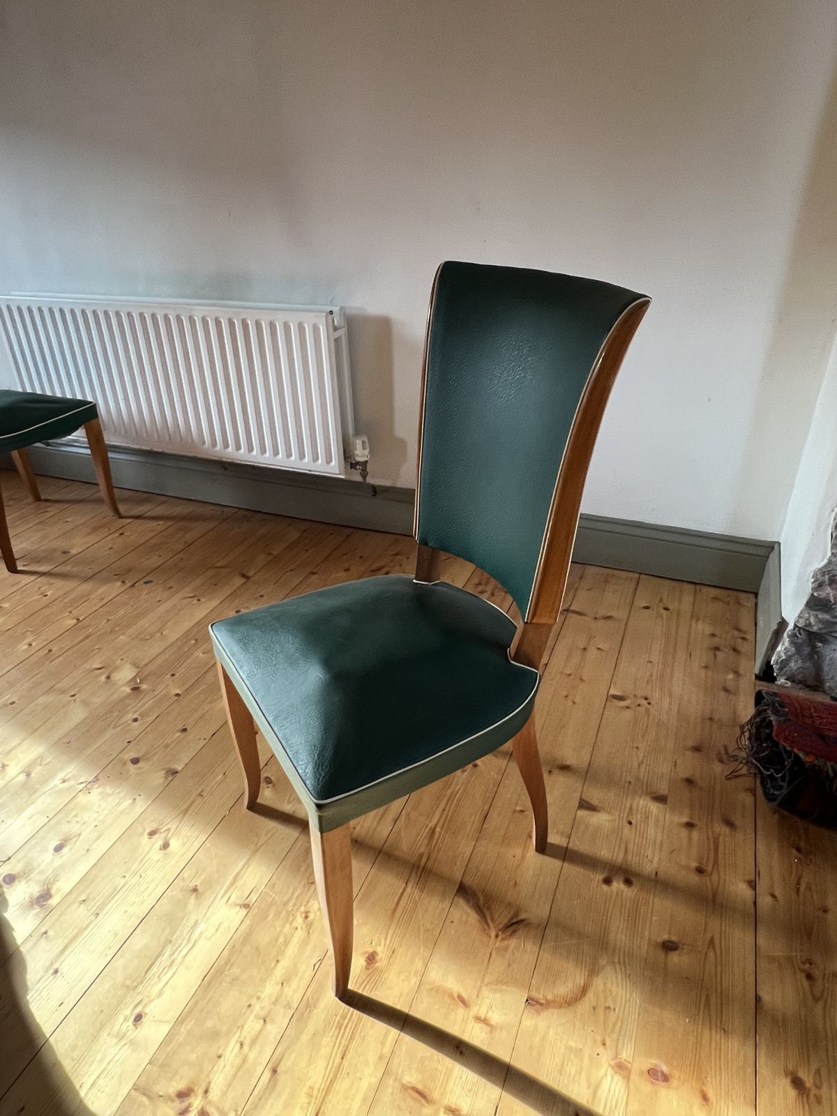 Six French 1930s Green Dining Chairs, Style Of Jules Leleu photo for sale
