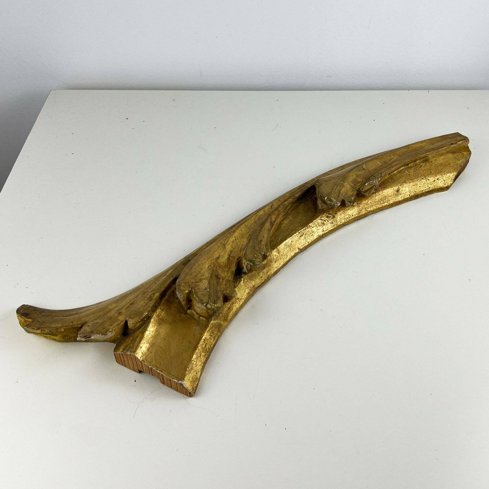 Antique 19th Century Gilt Wood Carving Fragment, Architectural Salvage, Italian Antique Salvage Decor photo 187.0