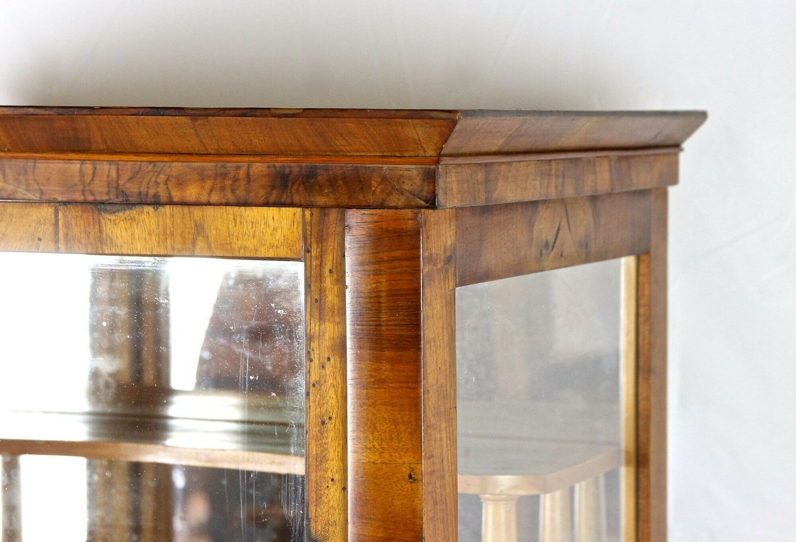 19th Century Biedermeier Nutwood Vitrine/ Display Cabinet, Austria Circa 1840 photo vintage