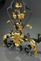 photo vinterior Very Large Pair Of Wrought Iron Mantelpieces With Foliage, Mask And Scroll Motifs