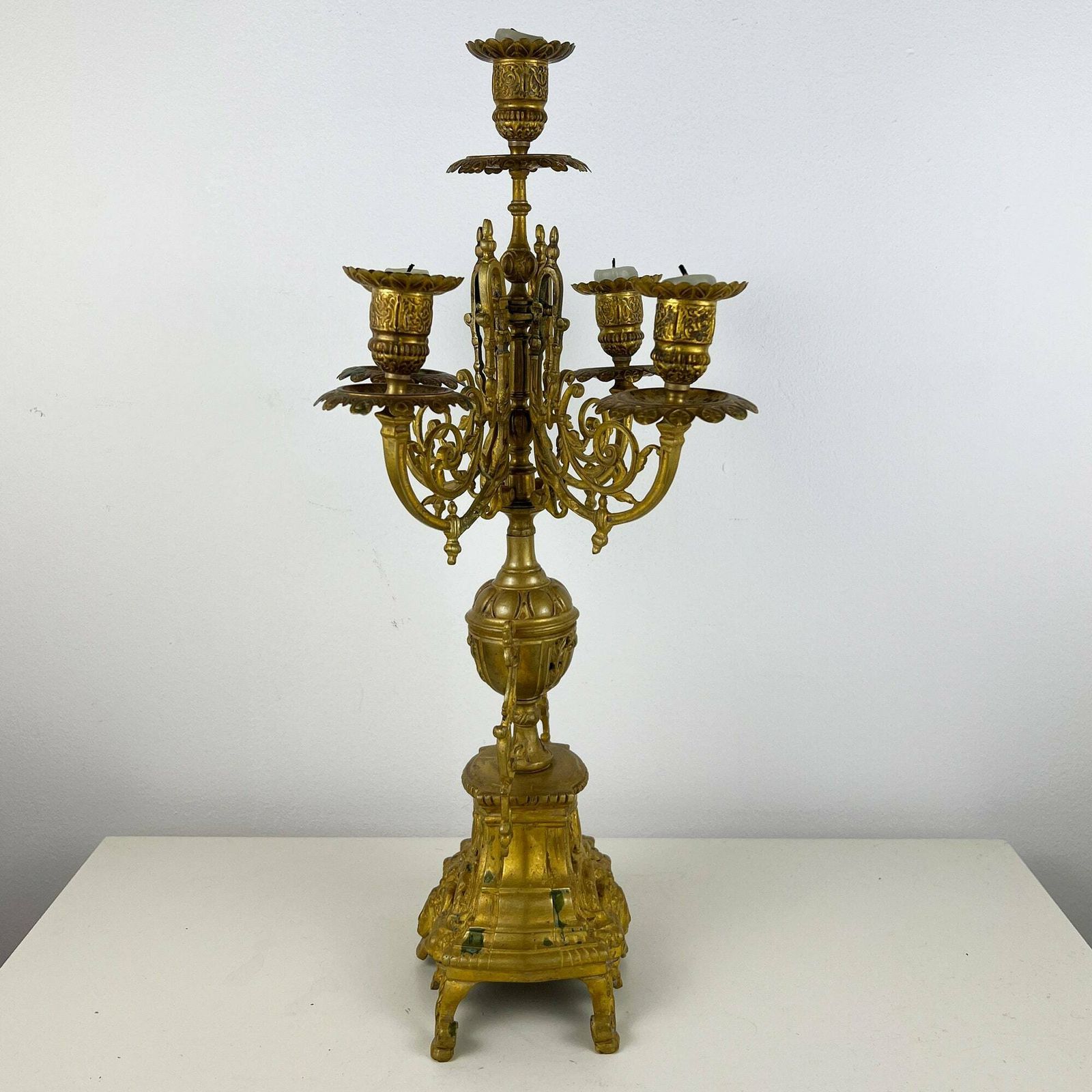 Antique Candelabra, French Baroque Candlestick Holder photo vintage