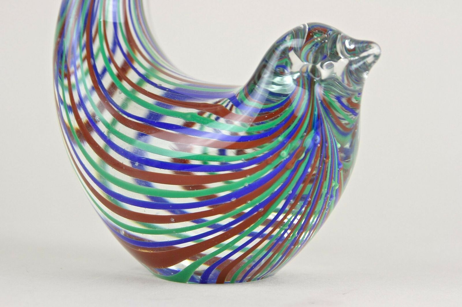 Striped Murano Glass Bird Sculpture, Mid Century Murano Glass Art, It Ca. 1970 photo buy