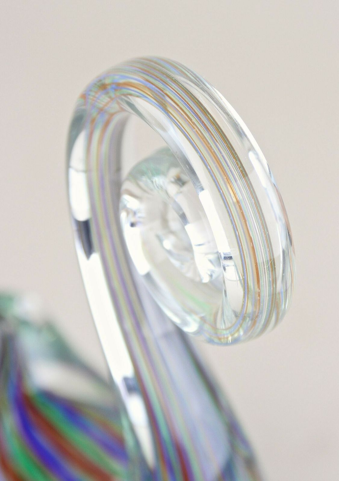 photo vinterior Striped Murano Glass Bird Sculpture, Mid Century Murano Glass Art, It Ca. 1970